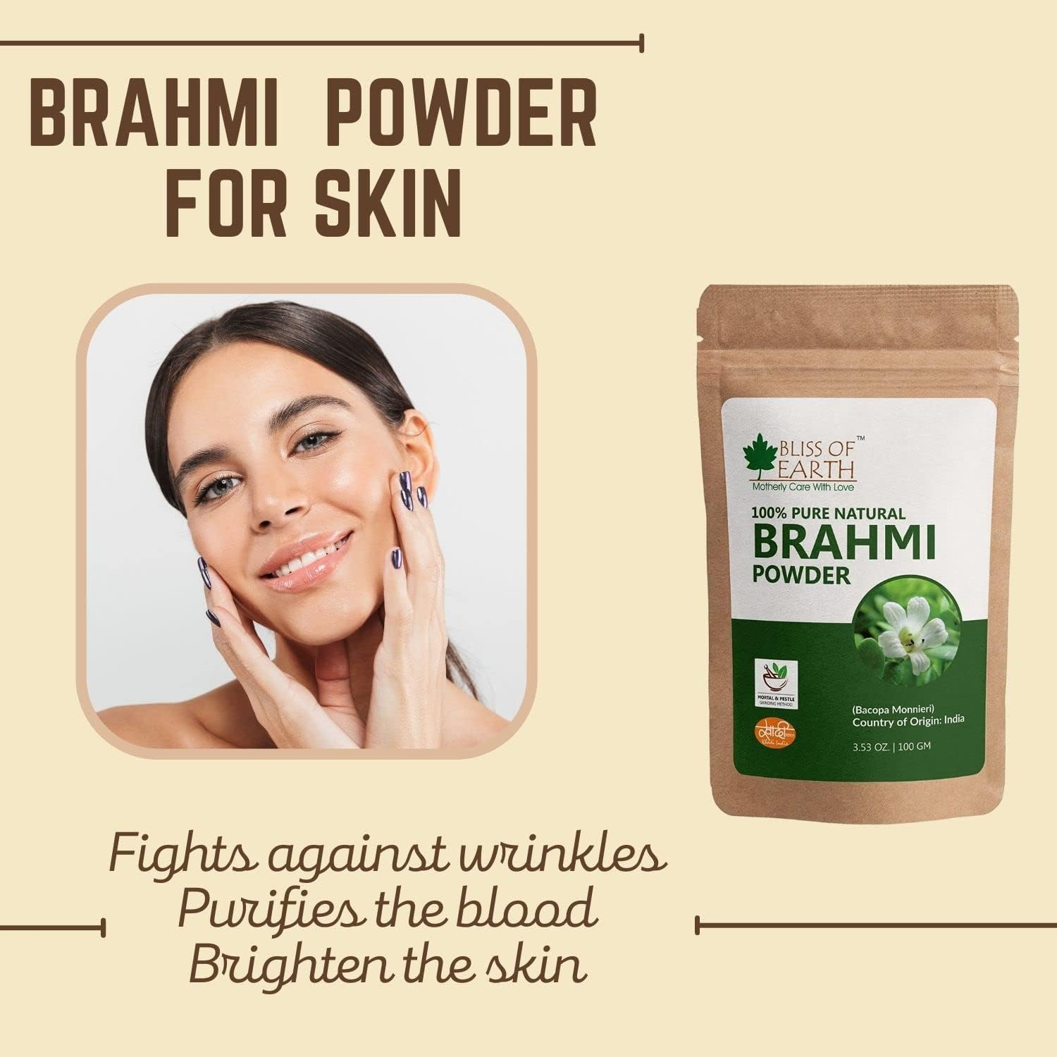 Bliss of Earth & Natural Brahmi Powder, 100GM image number 4