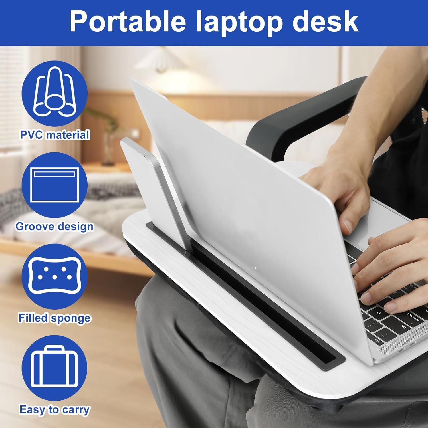 Laptop Desk Tray,Lap Tray,Lap Work Station Tray,Lap Desk Table,Portable Lap Desk,Lightweight Lap Laptop Desk,Stable Laptop Lap Stand for Home Office Travelling