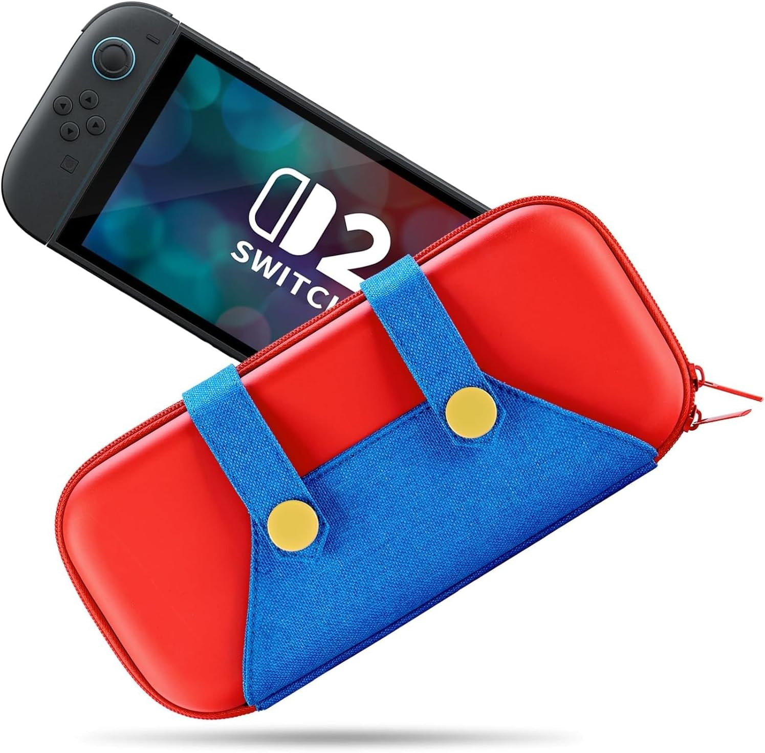 Carrying Case for Nintendo Switch 2 2025, Protective Case with 10 Game Cartridge Holders, Travel Carrying Storage Pouch - Red Blue