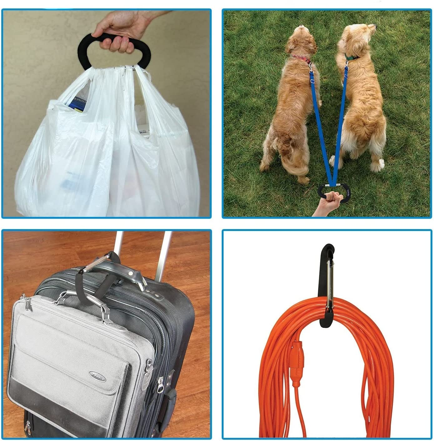 Stroller Hooks, Grocery Bag Shopping Bag Holder Handle Carrier Tool Multi Purpose Snap Hook Organizer Accessories with Soft Foam Grip, Pack of 2, Black - 14Cm*8Cm image number 6