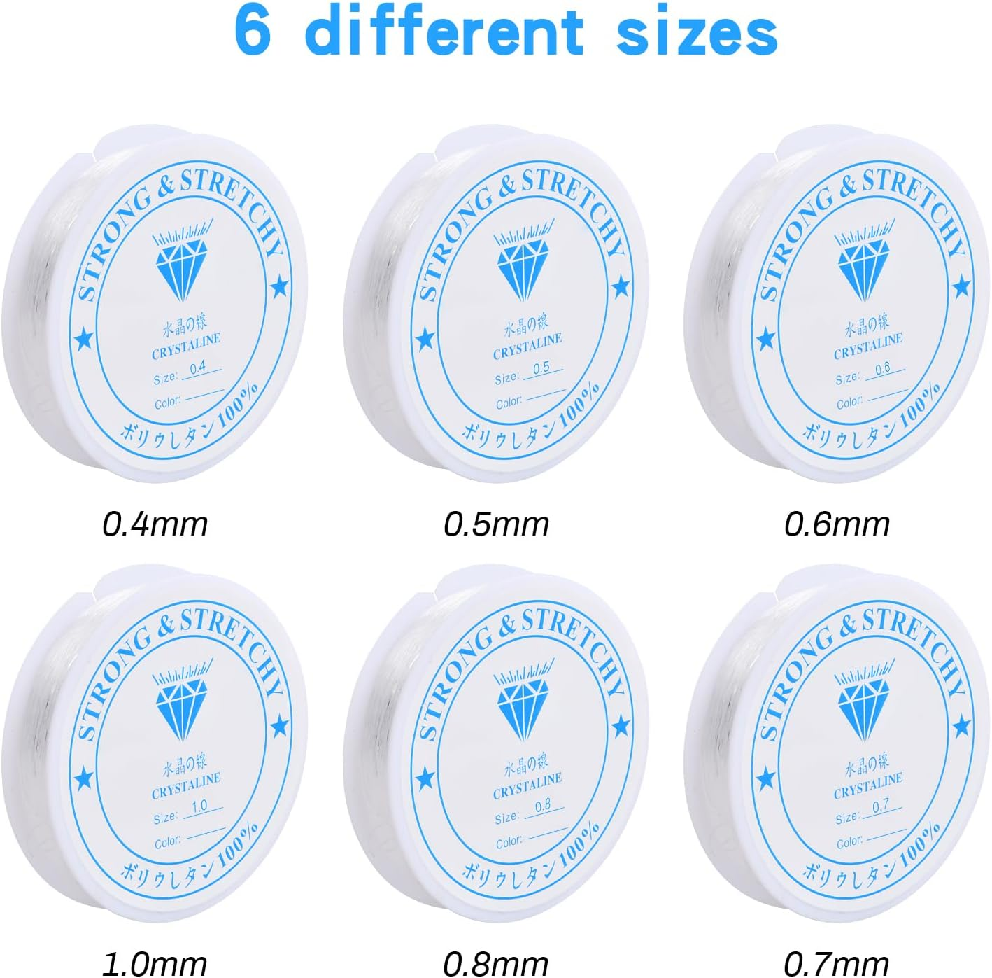 Clear Bracelet Elastic 6 Rolls Clear Bracelet Elastic String, Elastic Cord for Bracelet Making, Durable & Strong Bead Thread, with 3 Bead Needles and 1 Cutter, for Jewellery Making & DIY Bracelets image number 3