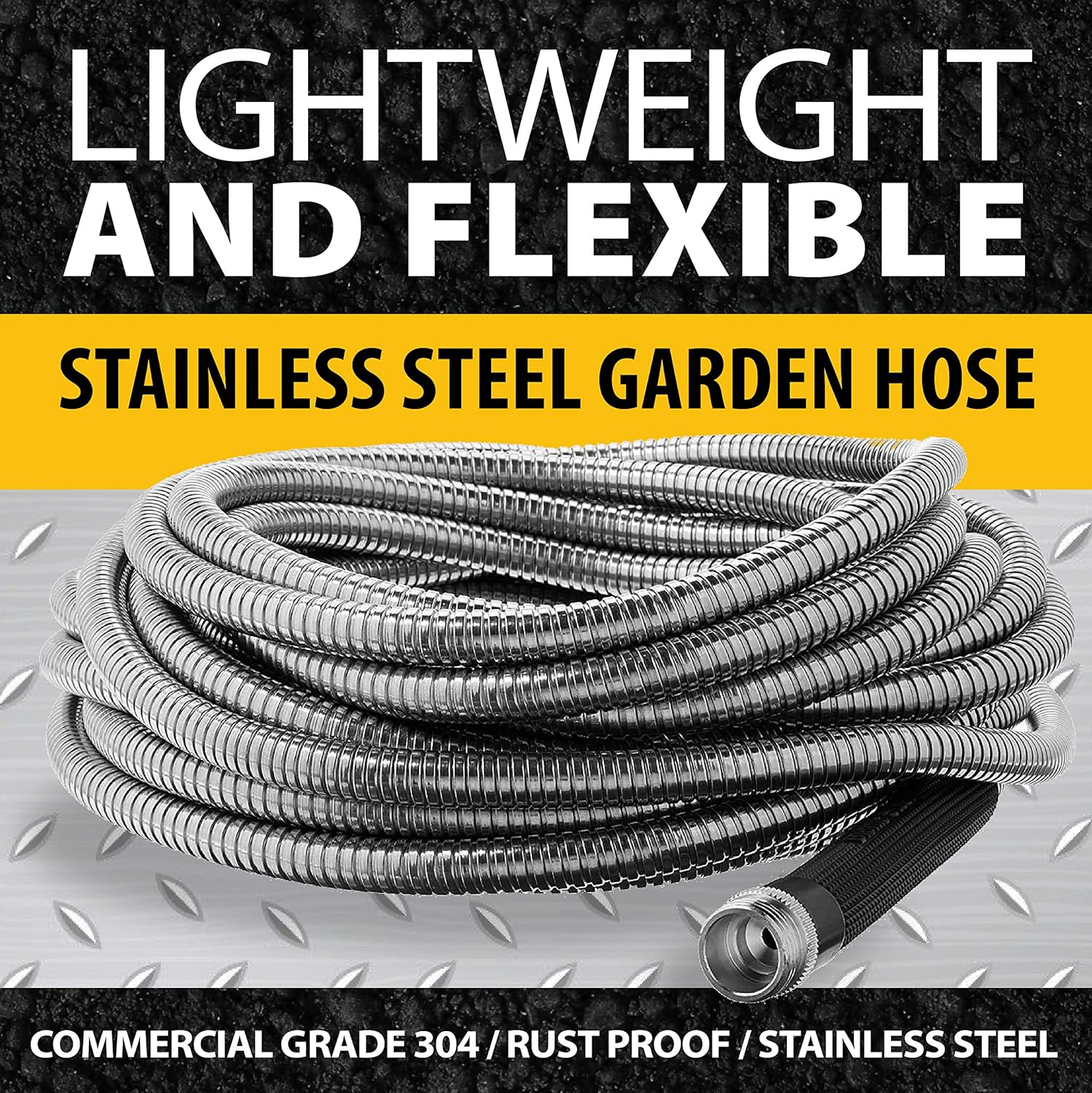 Bionic Steel 100 Ft Garden Hose with Nozzle, 304 Stainless Steel Metal Water Hose 100Ft Long, NON Expandable Flexible Rust Proof Lightweight Heavy Duty, 3/4" Crush Resistant Fittings, Non Kink,500 PSI image number 5