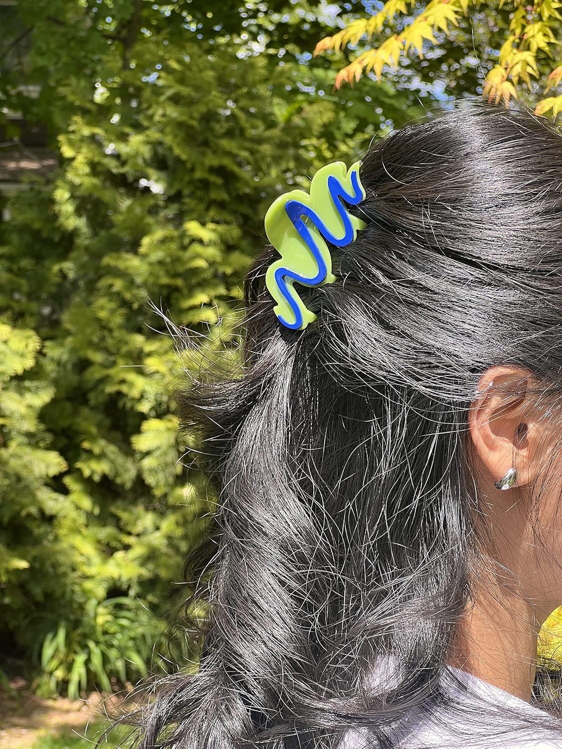 Two Oh One Hair Claw Clip Squiggly Cellulose Accetate Strong Hold Women'S Accessory for All Hair Types, Wild Berry - Mint Chocolate image number 5