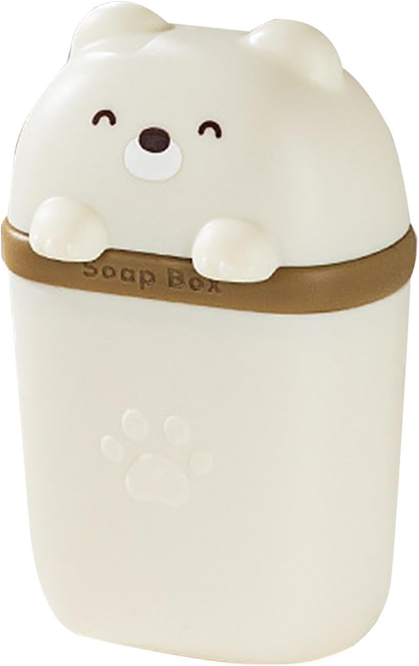 Travel Shampoo Bar Container,Cleaner Bar Soap Holder | Cute Bear Shape Cleaning Bar Container with Draining Hole for Bathroom image number 2