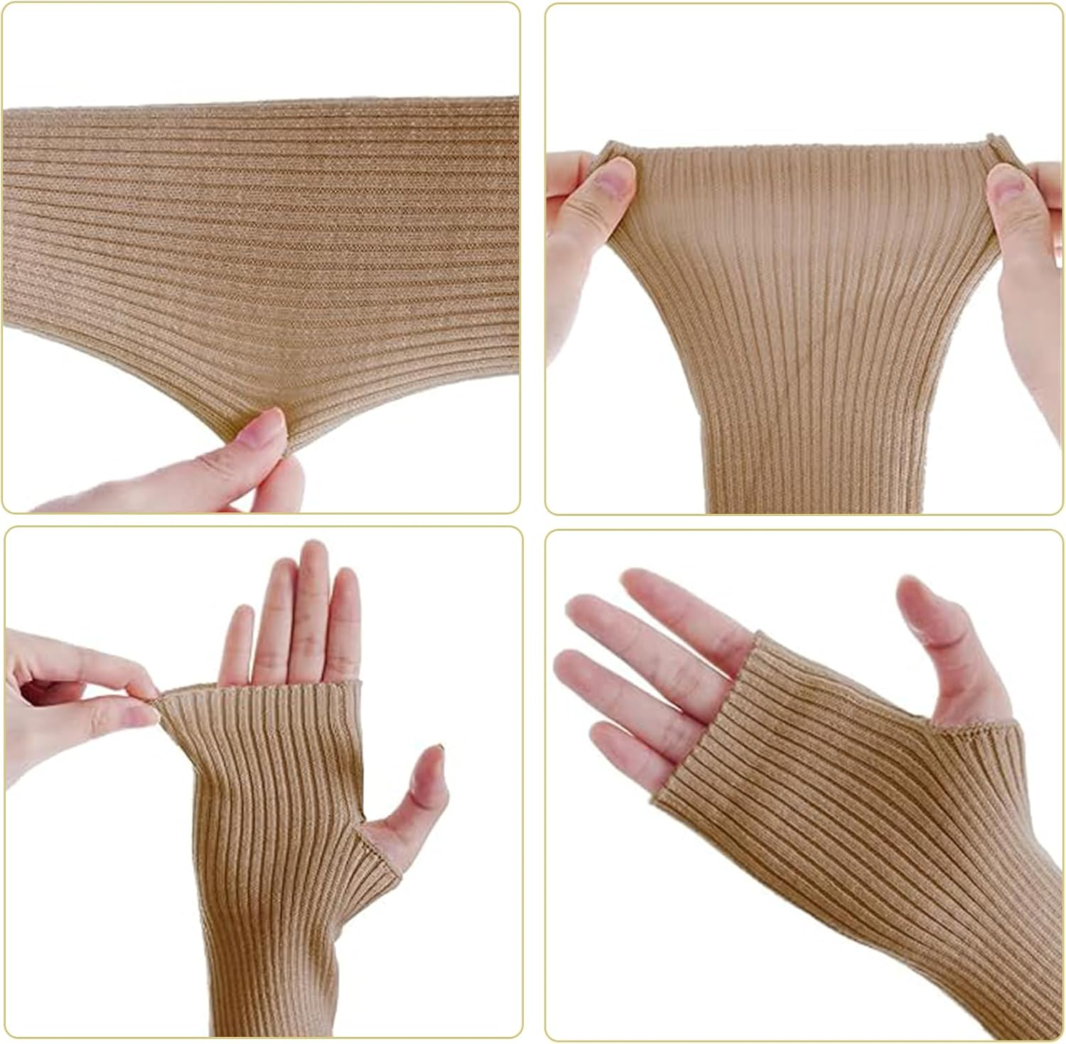 Arm Warmer Fingerless Sleeve Gloves Stretch Thumb Hole Gloves for Women Girls - White image number 4
