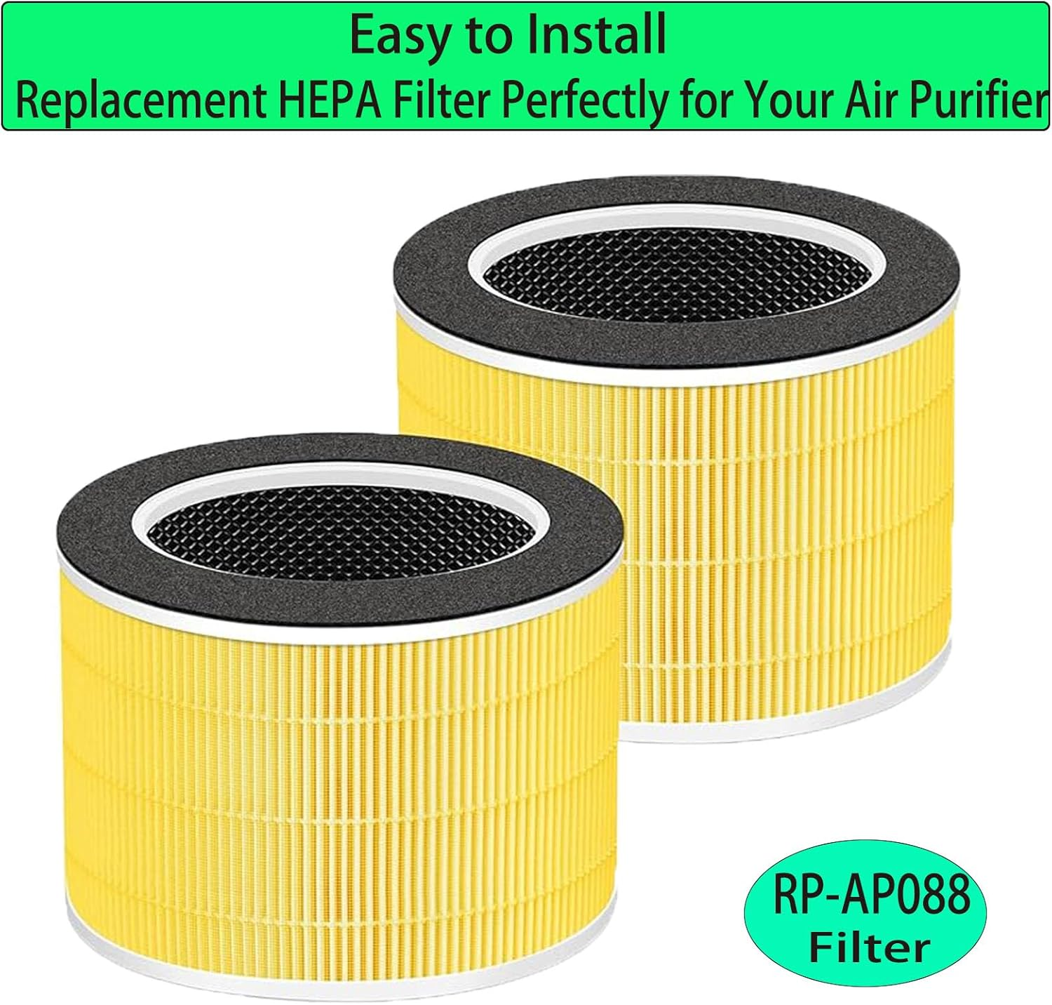 RP-AP088 Replacement HEPA Activated Carbon Filter for RENPHO AP088W RP-AP088W RP-AP088B Air Purifiers Air Purifier, Part # RP-AP088-F1 RP-AP088-F2-2 Pack