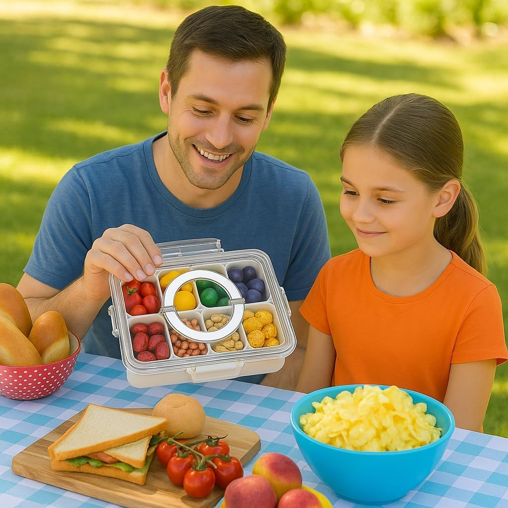 Corali 8-Compartment Tray with Lid &ndash; Dishwasher Safe Picnic Tray & Snack Box, Meal Prep Container, Compartment Lunch Box image number 1