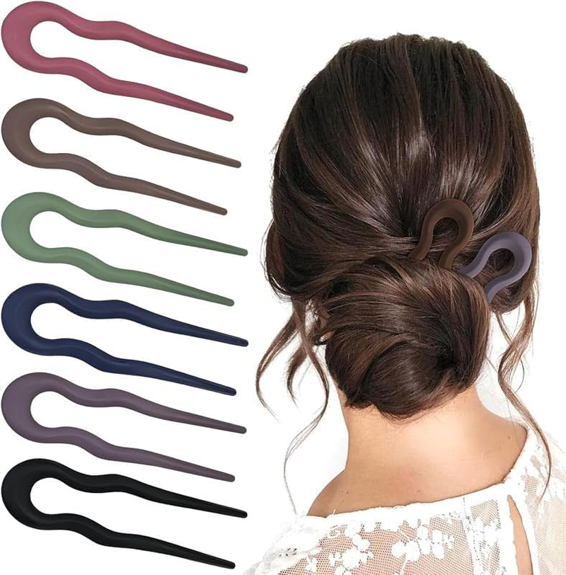 Frosted U Shaped French Hairpin, 6Pc Wavy U Shaped Frosted Twist Hairpins, French Twist Hair Pin U Shaped Hair Pin Forks for Women image number 6