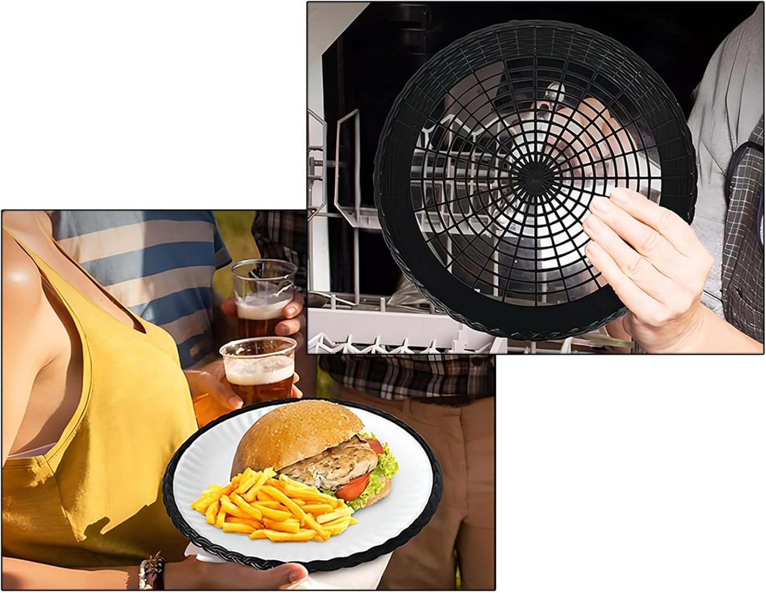 Auto-Plaza 24X 9.7 Inch Heavy Duty Reusable Plastic Plate Holders Woven Plate Holder for Kitchen Outdoor Picnic (White) - Golden image number 2