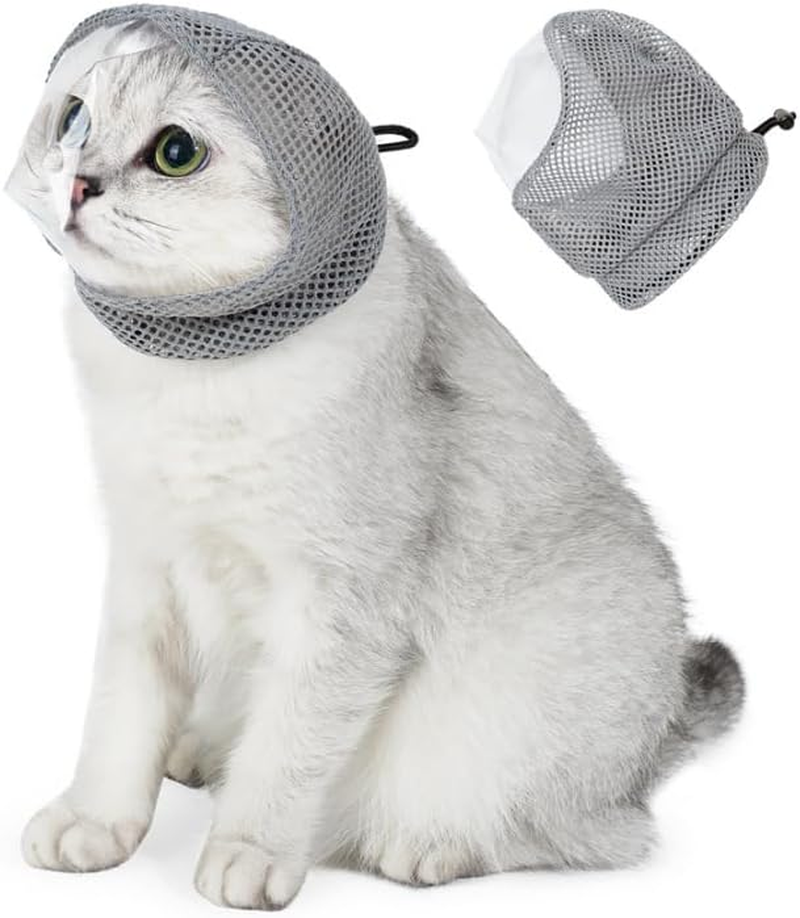 Quhoxdye Cat Muzzle, anti Bite Mesh Muzzle for Kittens, Breathable Grooming Helmet Mask for Nail Trimming for Prevent Biting Chewing, Cats Grooming Nail Trimming Bathing Pet Supplies (Grey, Medium) image number 4