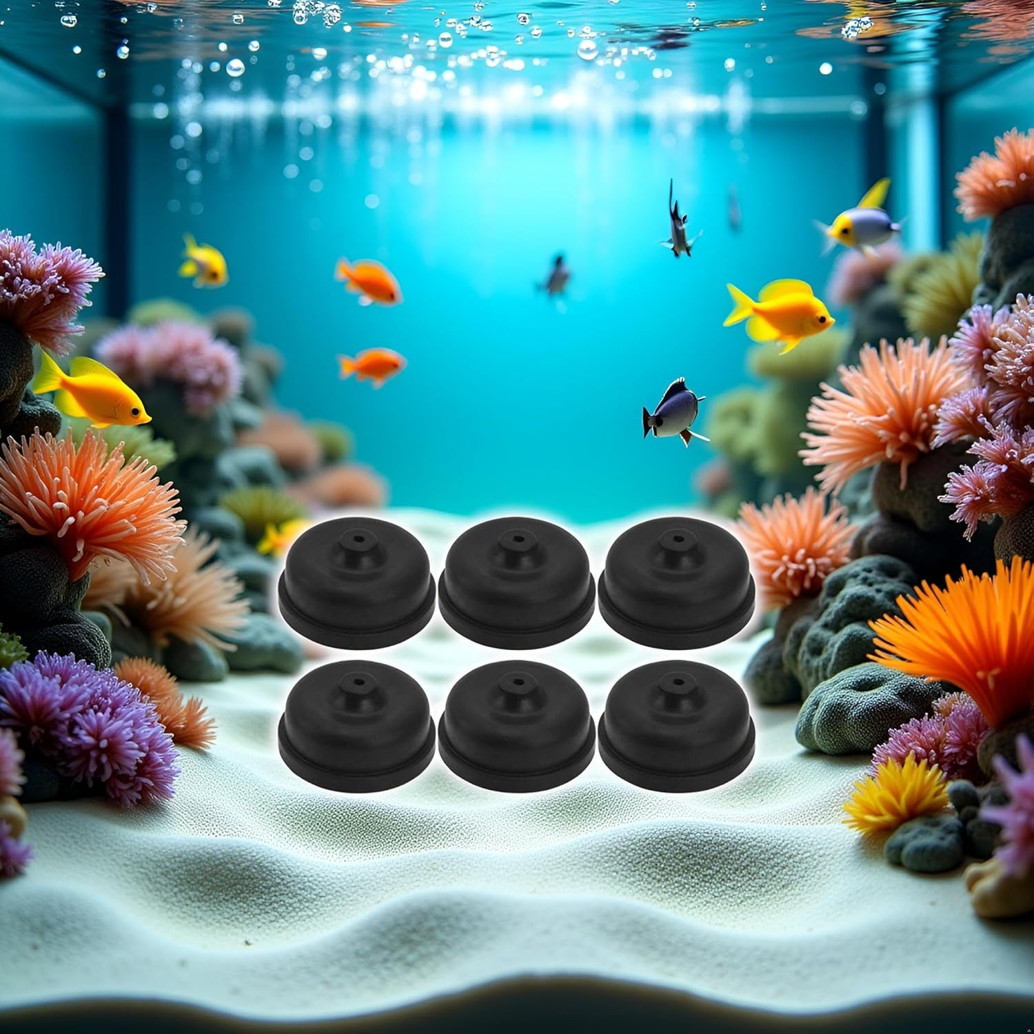 6Pcs Black Aquarium Diaphragm,Aquarium Air Pump Accessories,Aquarium Diaphragm,Air Pump Accessories Air Oxygen Pump,Air Pump Diaphragm