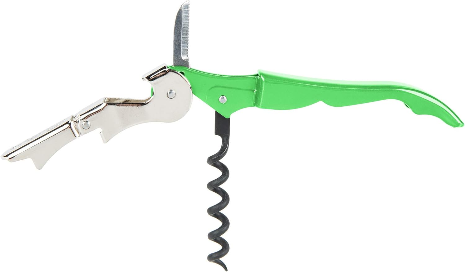 Pulltap'S Double-Hinged Waiters Corkscrew, Wine Opener and Foil Cutter, Beer Bottle Opener, Lime Green image number 6