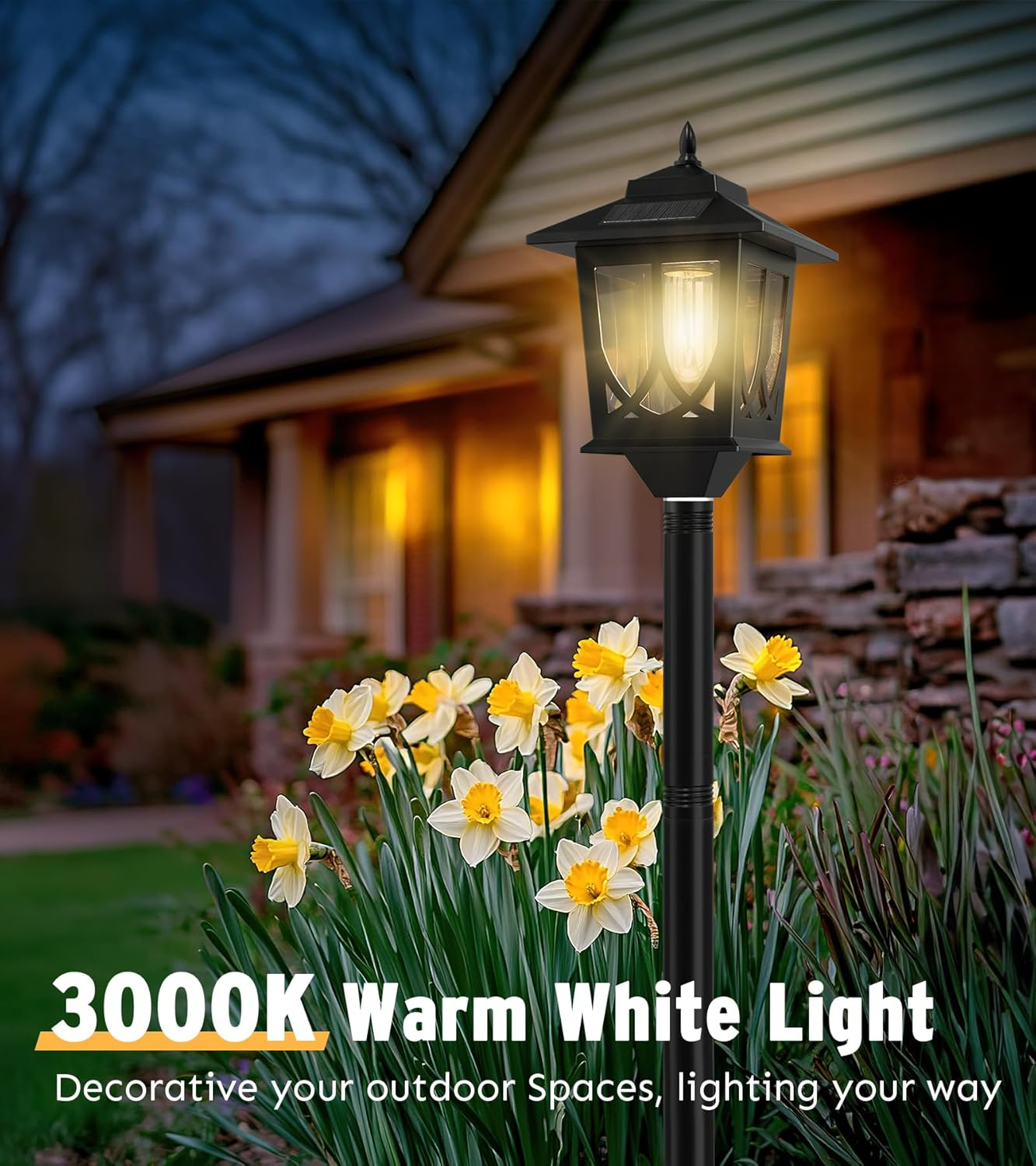 63" Solar Lamp Post Light 2Pack, Solar Light Posts for outside Waterproof, Outdoor Lamps for Patio, Backyard, Front Porch Decor, Warm White, Replaceable Bulb image number 5