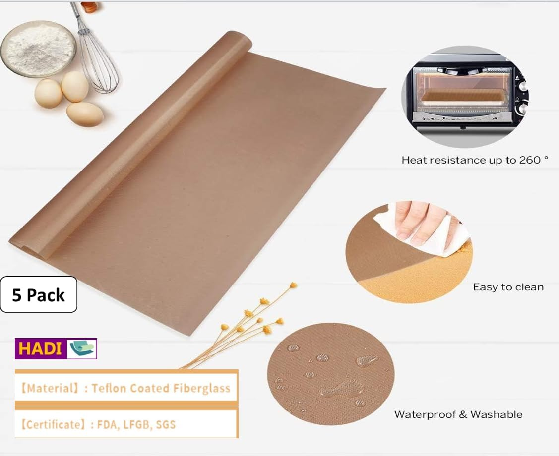 HADI 5 Pack PTFE Teflon Sheet for Heat Press Transfer Sheet Non Stick 16 X 20" Heat Transfer Paper Reusable Heat Resistant Craft Mat - Food Grade Materials- Non Stick and Easy to Clean image number 6