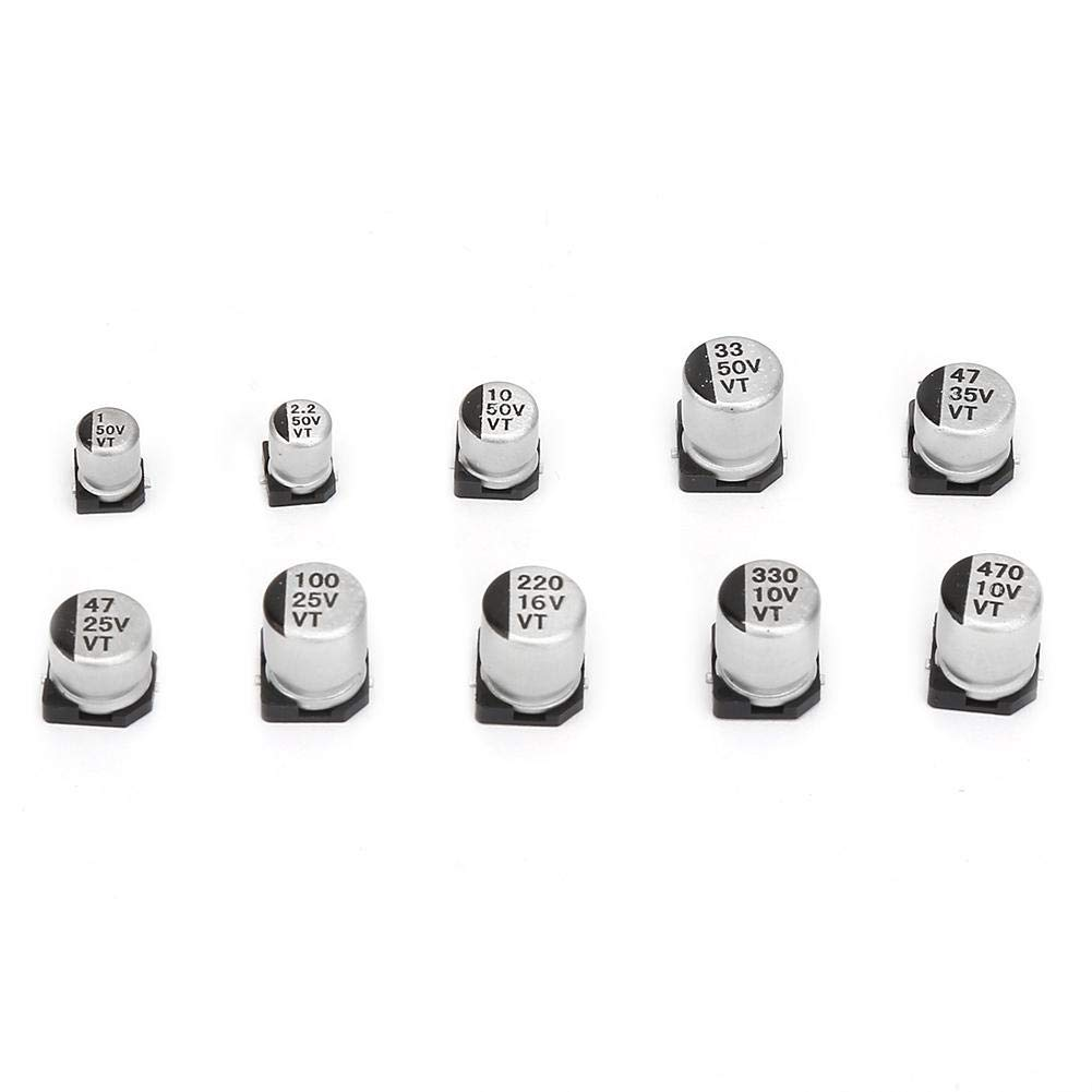 Fasient 200PCS 10 Values SMD round Surface Mount Capacitor Set 1Uf~470Uf 10-50V Integrated Circuits Application image number 4
