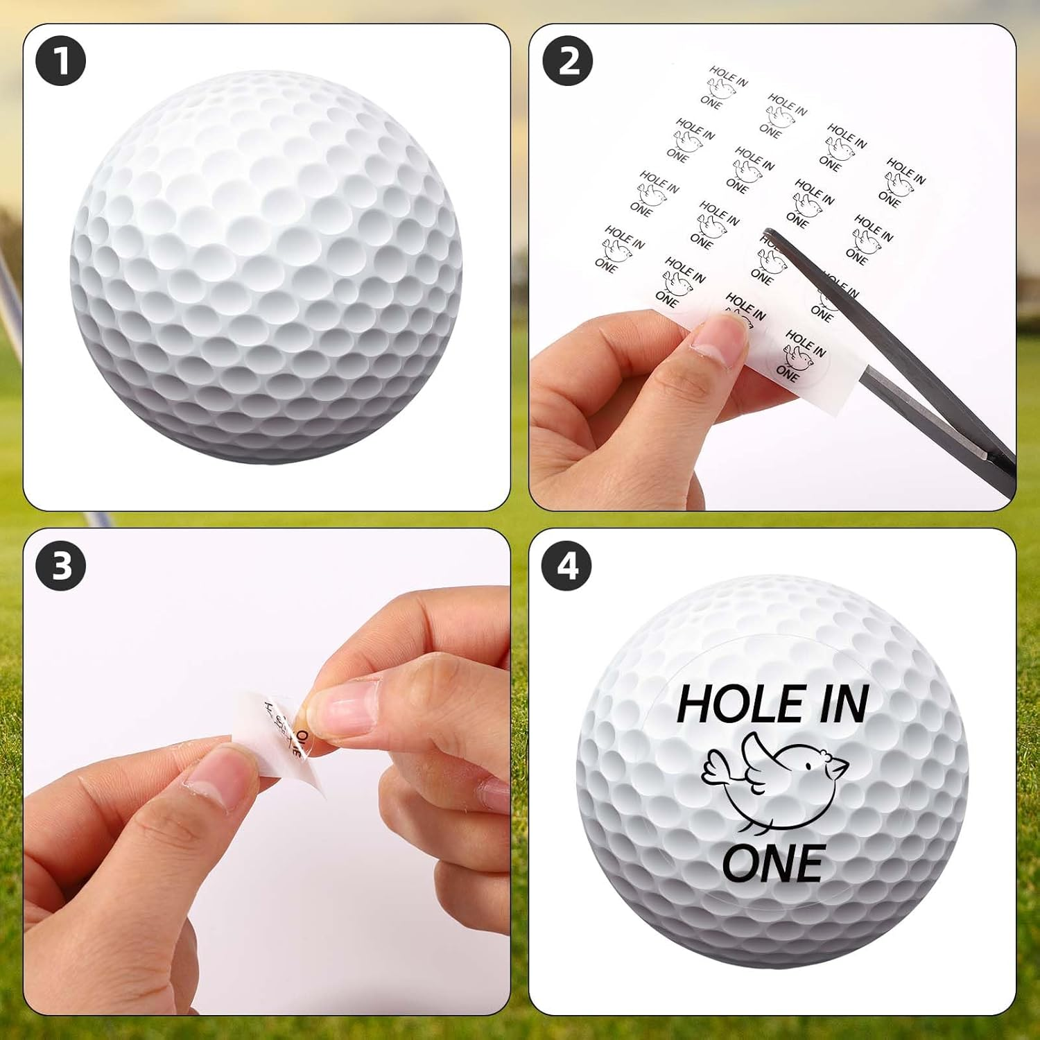 BOXOB 32Pcs Hole in One Golf Ball Stamper, Personalized Golf Ball Stamp Stickers Hole in One Markers for Personalized Marking