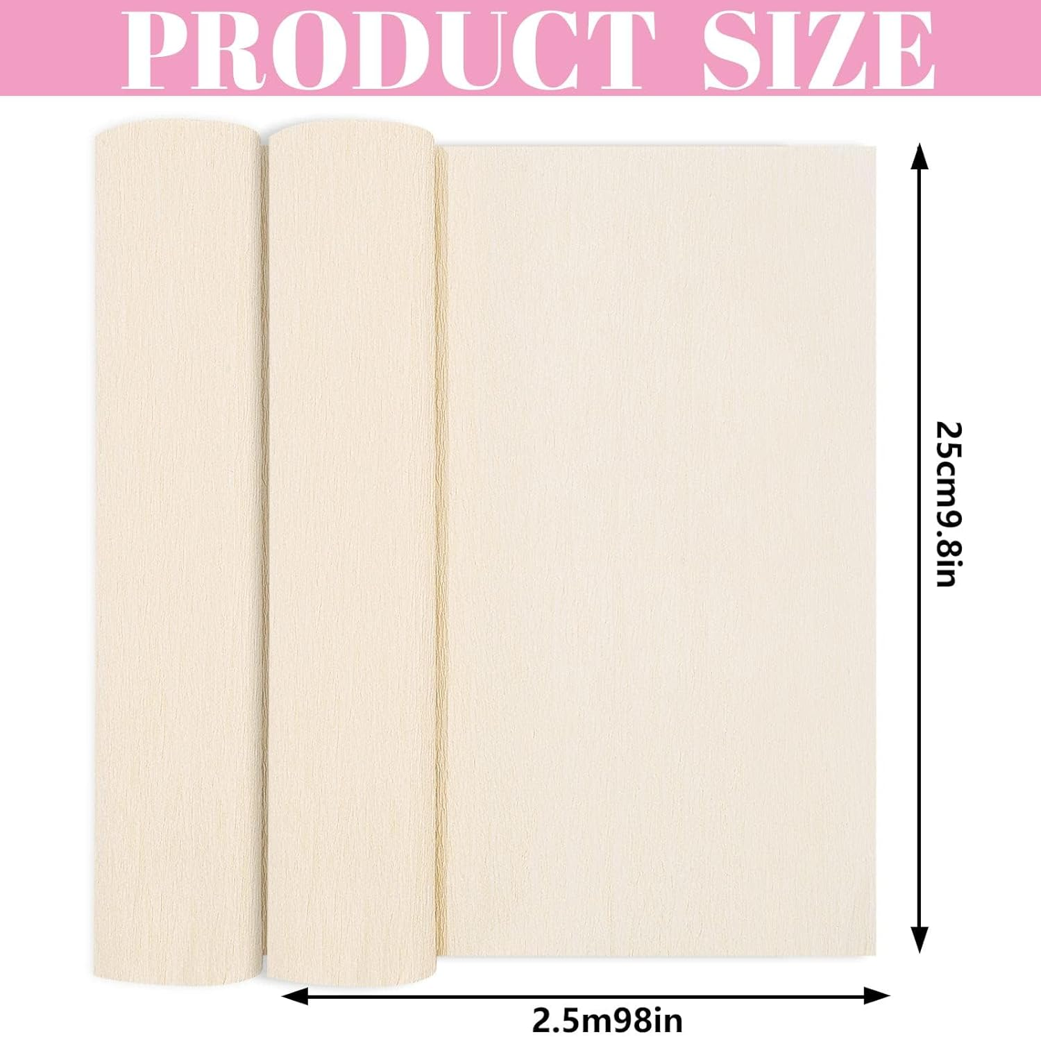 8 Rolls Crepe Paper Streamers 25 X 250Cm 4 Colors Party Streamers Rose Gold Pink Brown Crepe Paper Roll Decorative Craft Streamer for DIY Gift Wrapping Paper Crafts Room Decor image number 1