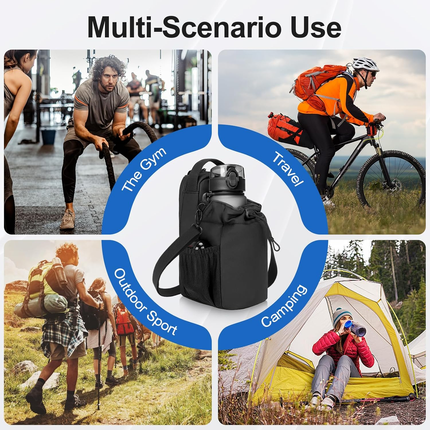 Magnetic Gym Bag, 3X Stronger Magnetic Water Bottle Holder with Strap, Water-Resistant Sports Bag with Anti-Theft Zipper for Travel, Workout, Biking, Gym Gift image number 1