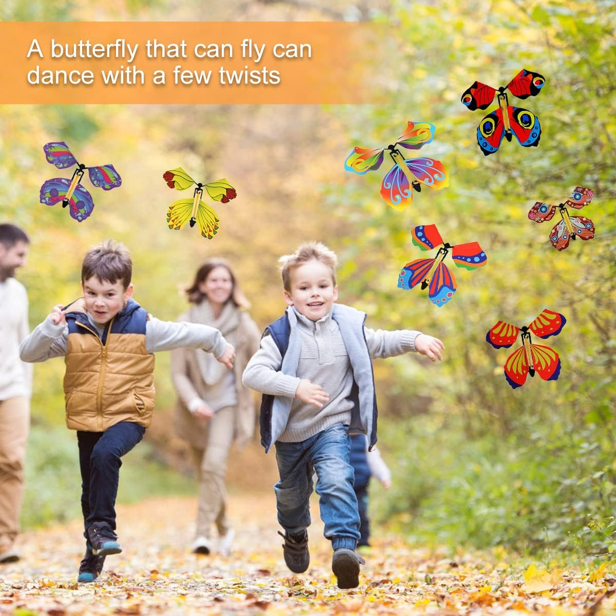 20Pcs Flying Butterfly Cards Rubber Band Powered Wind up Butterfly Toy for Birthday Wedding Greeting Cards Sensory Development Wind up Flying Paper Butterflies Set image number 2