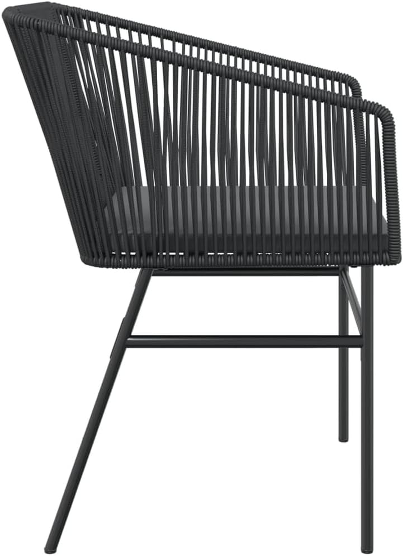 Vidaxl - Garden Dining Armchair Set/Black Poly Rattan Chairs with Cushions - Outdoor Patio Furniture - Weather image number 2