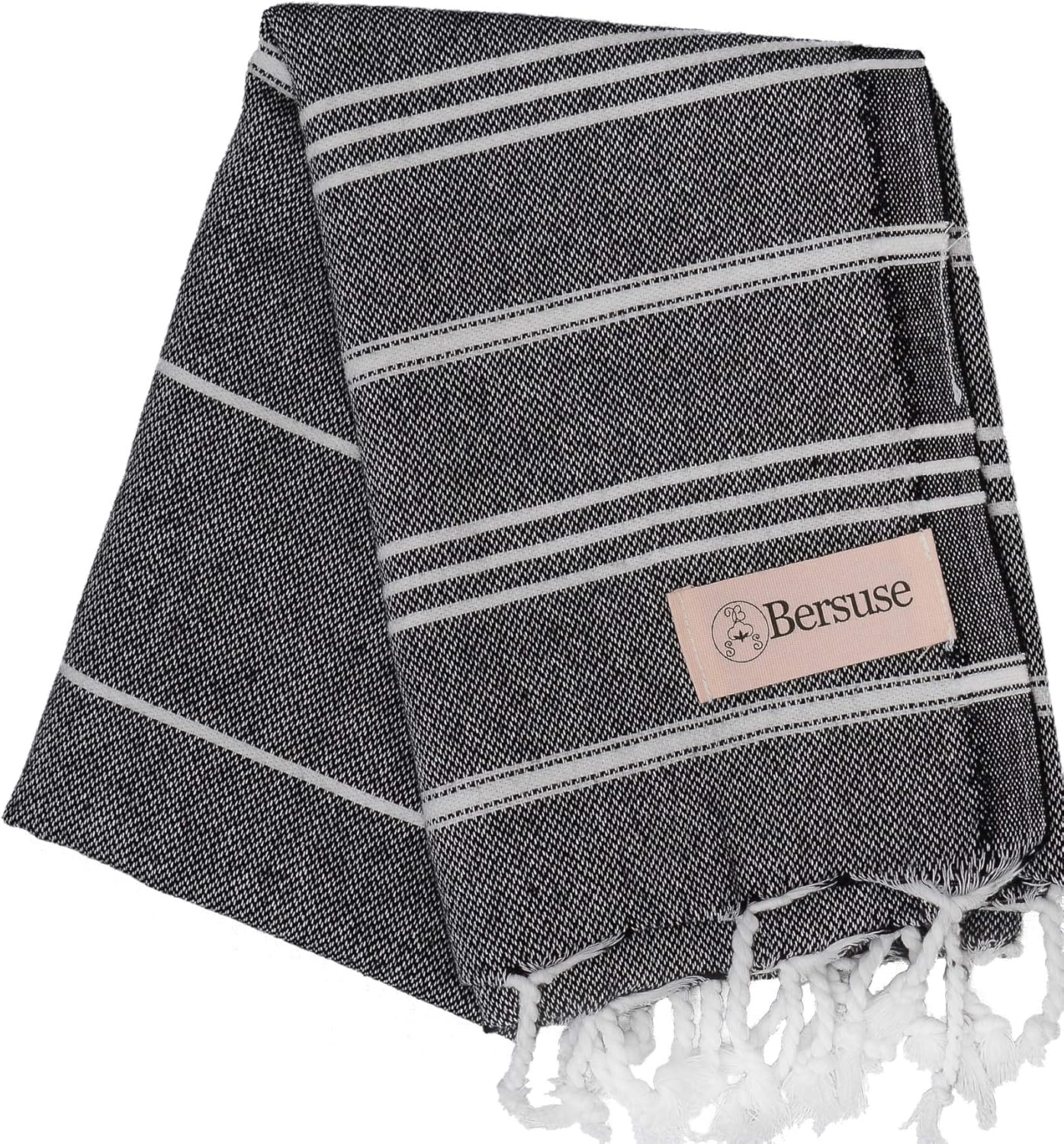 Bersuse 100% Cotton Anatolia Turkish Towel - 37X70 Inches, Anthracite