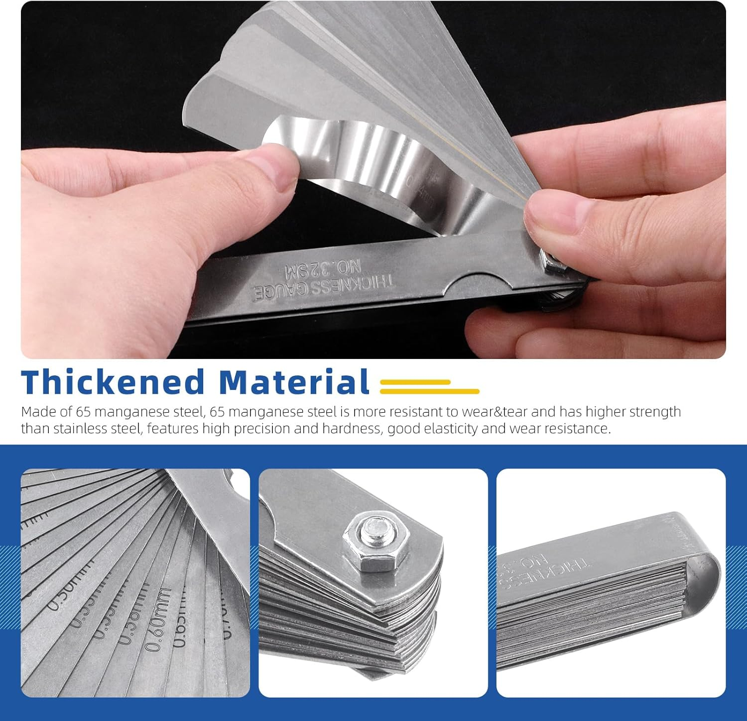 Glarks 5Pcs Motorcycle Engine Valve Screw Adjustment Tool Kit, 3Pcs 8Mm 9Mm 10Mm Engine Valve Screw Spanner Engine Valve Screw Wrench and Straight Feeler Gauge for Motor Engine Valve Screw image number 5