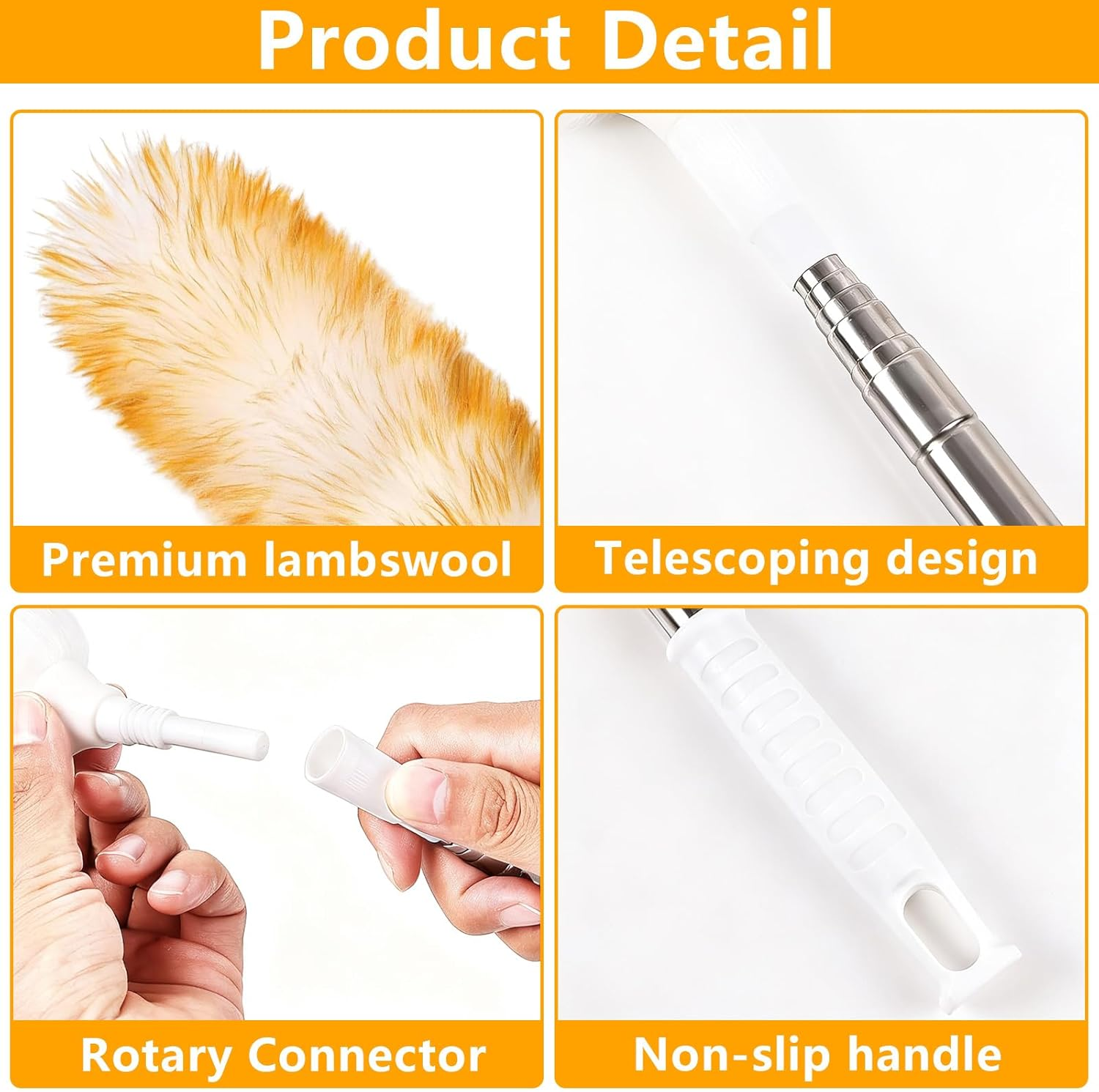 XTUDOU Lambswool Telescopic Duster Extendable up to 140 Cm Washable Duster Long Extendable Lambswool Duster Suitable for Ceilings, Furniture, Televisions, Offices