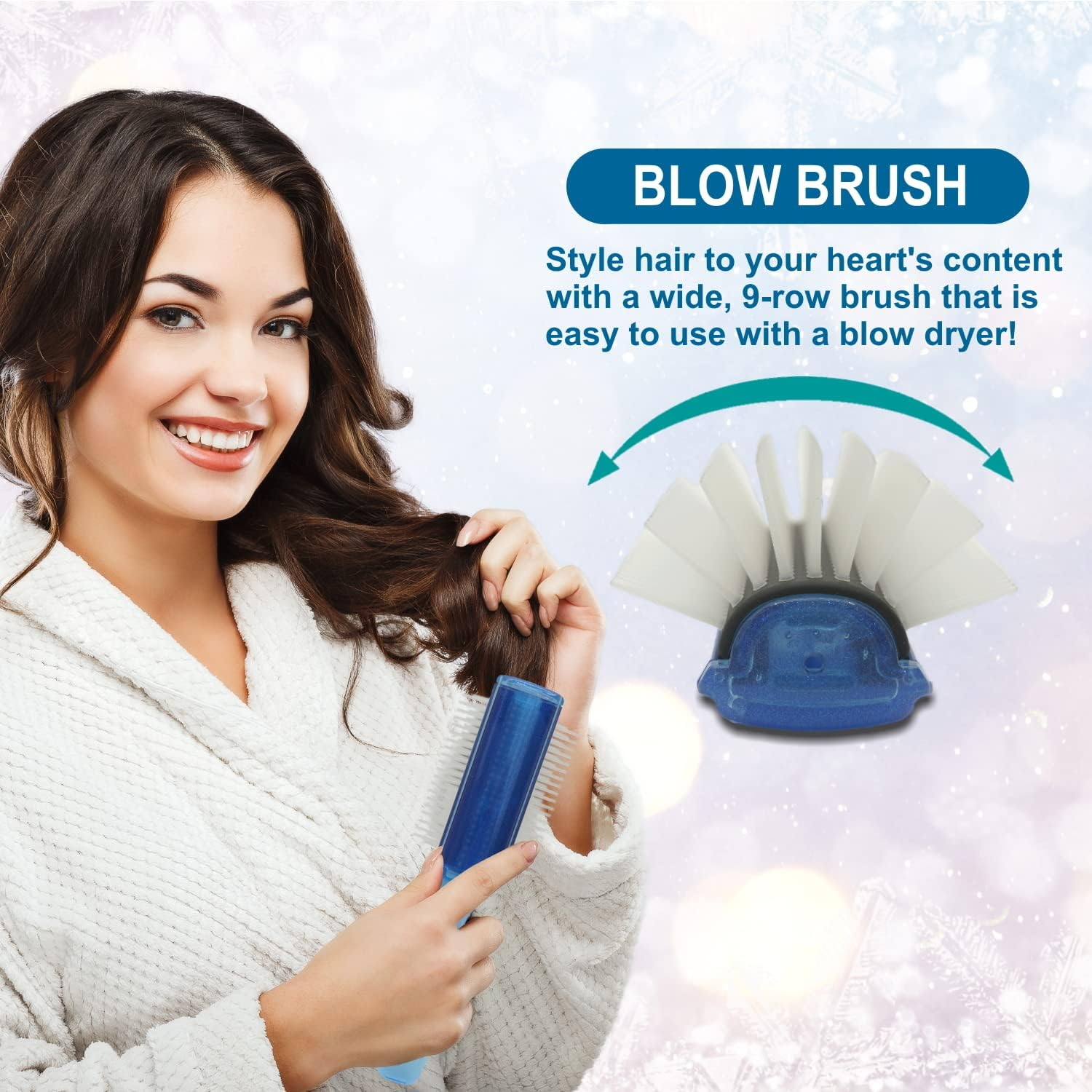 VESS Blow and Styling Hair Brush, Wide 9 Row round Type- Light Weight -Made in Japan-C-150 (Flash Blue) image number 6