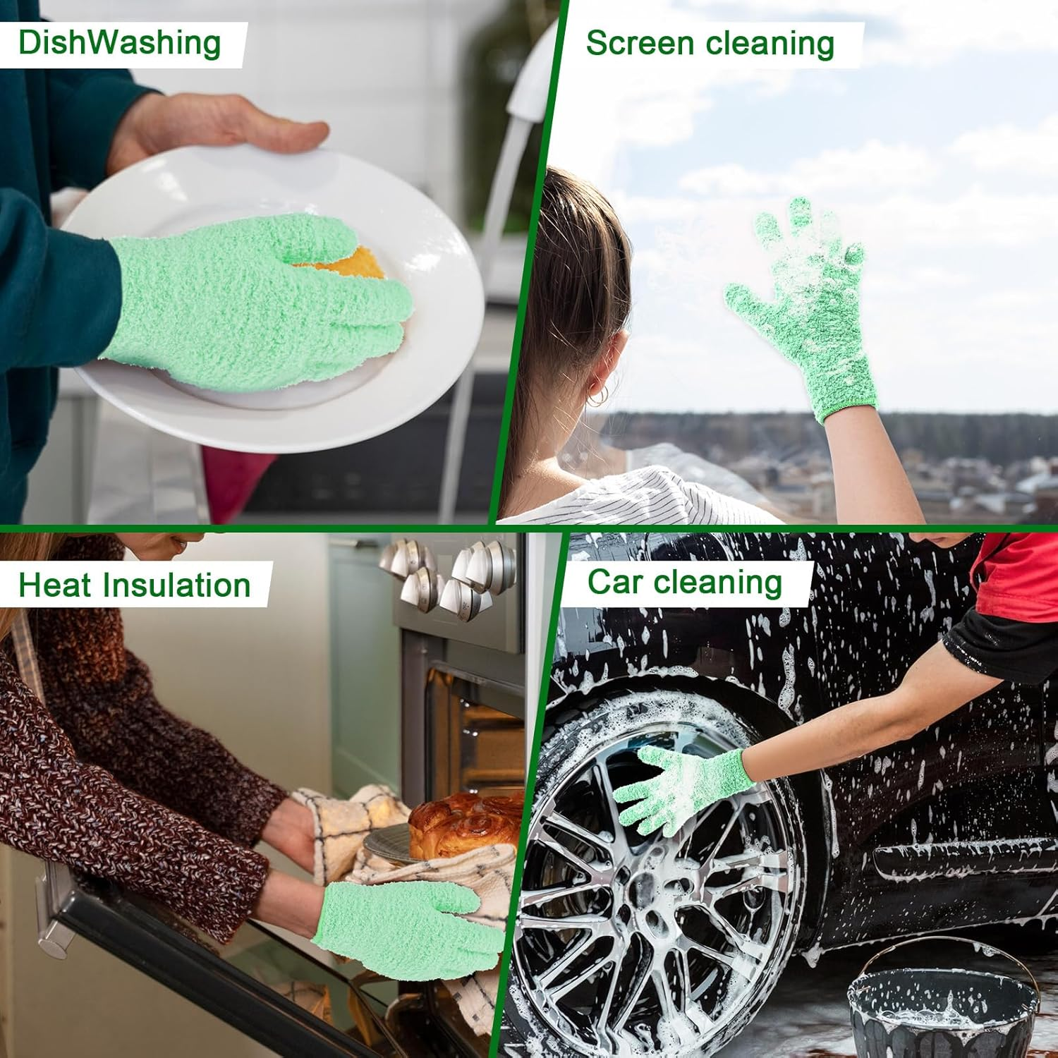 Ymapinc - Plant Dusting Gloves, Microfiber Dusters for Cleaning, Kitchen Green Gloves, Reusable Gloves for Home, Computer, Window, Blind, Washing image number 5