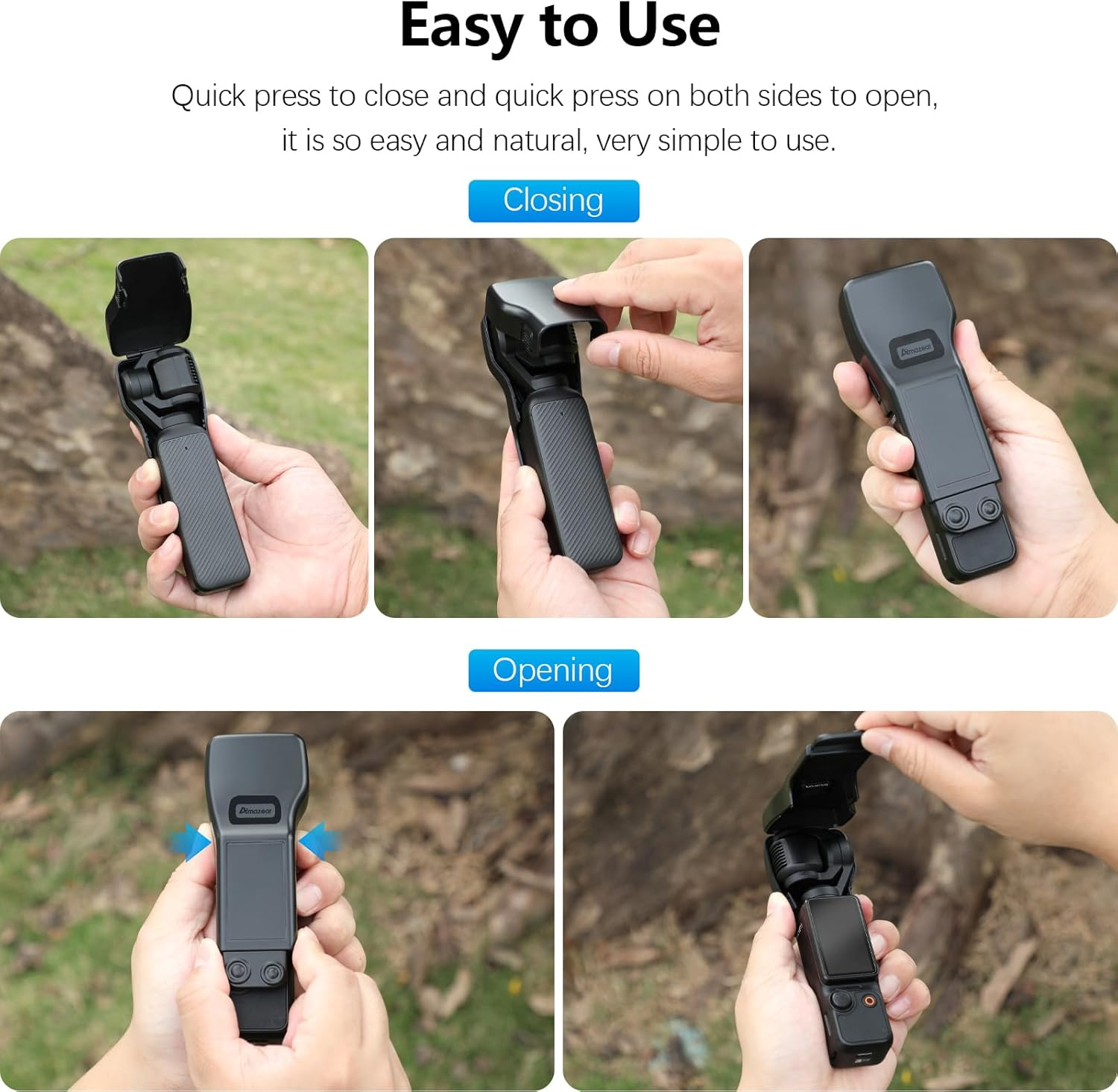 AMAZEAR Gimbal Screen Protective Cover for DJI Osmo Pocket 3 Accessories,Dji Pocket3 Camera Lens Cap Hard Case with Soft Lining, Compact Design, Quick Open/Close, Black