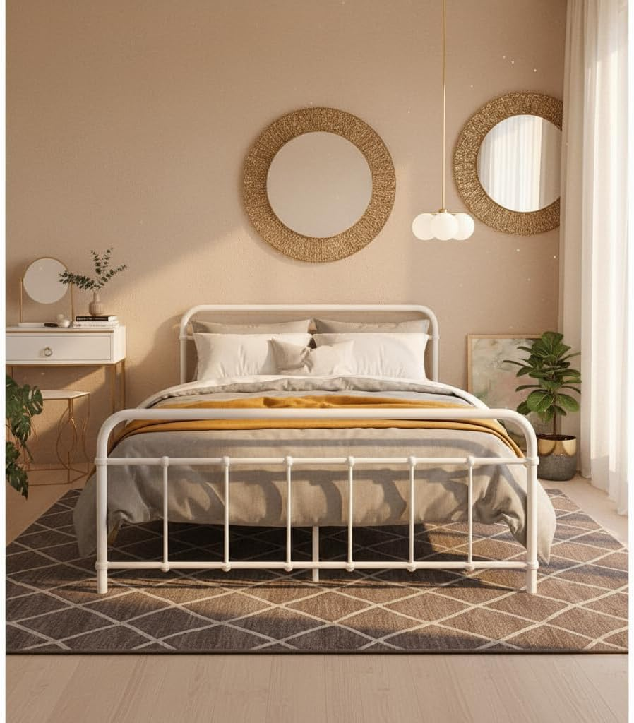 Artiss Queen Metal Bed Frame with Headboard(Base Only), Metal Platform Bed with Easy Assembly, 300Kg Capacity Heavy-Duty Metal Slats with under Bed Storage for Master Bedroom/Guest Room, Black