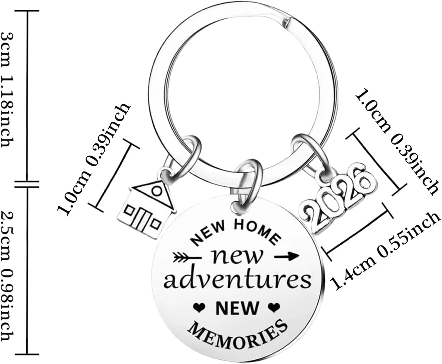 2Pcs New Home Keychain 2022 New Adventures Keyrings Housewarming Gifts for New Homeowner House Keyring image number 1