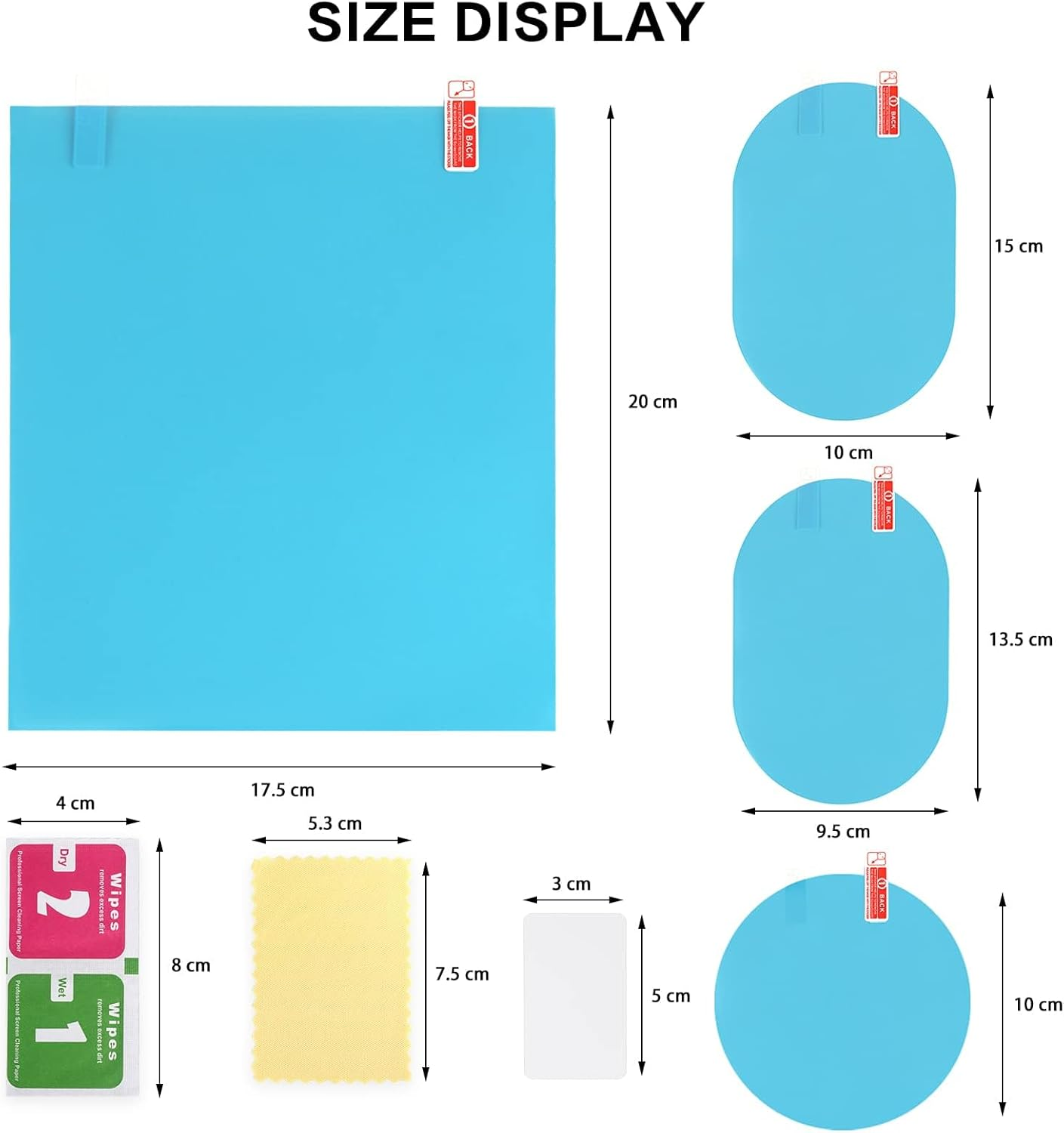 12 Pack Car Rearview Mirror & Side Window Rainproof Film - Anti-Fog/Anti-Glare/Waterproof Mirror Protective Film for Cars, Trucks, SUV, Bus image number 2