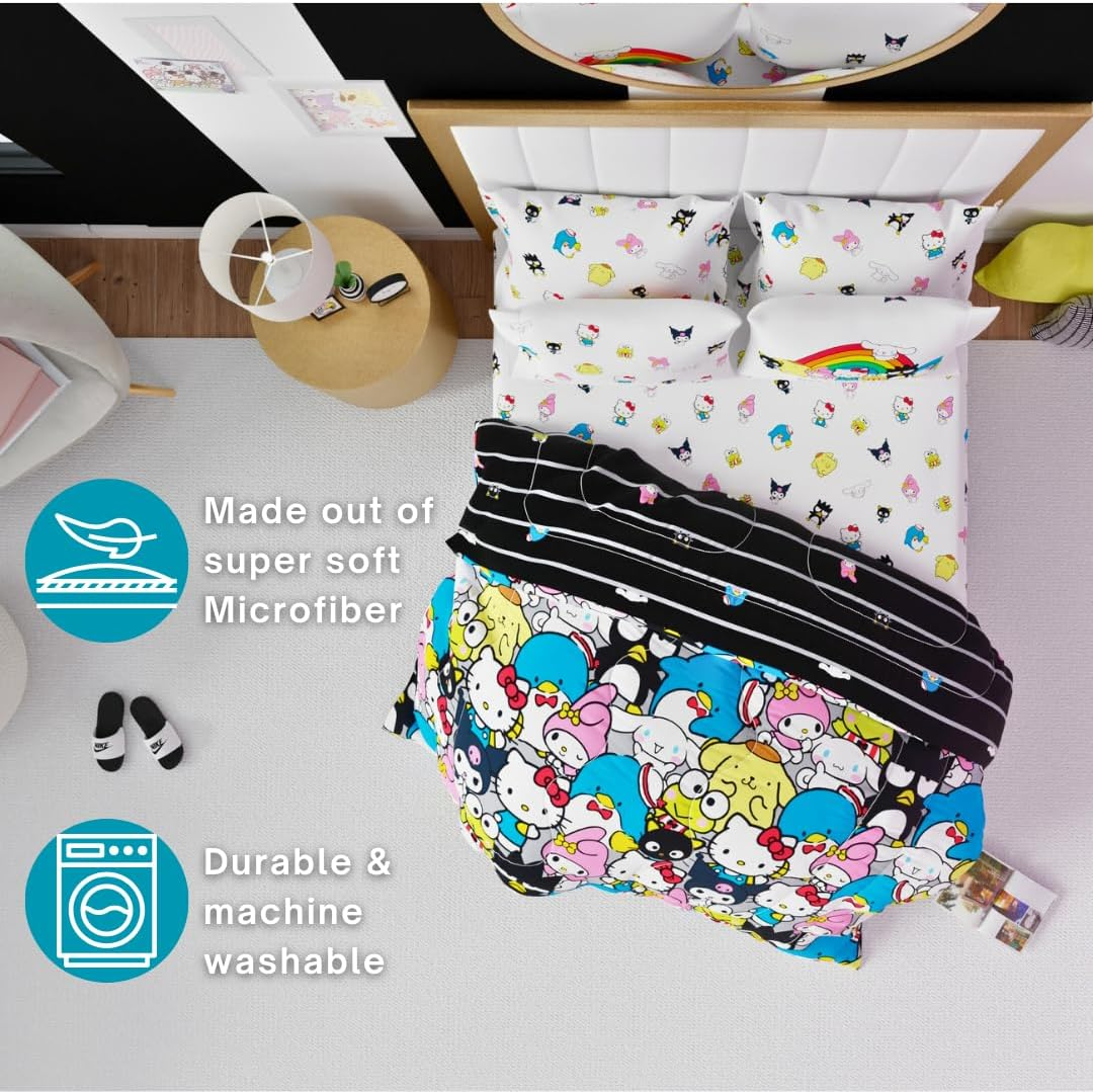 Franco Sanrio Hello Kitty & Friends Bedding 7 Piece Super Soft Comforter and Sheet Set with Sham, Full, (100% Official Licensed Product) Collectibles image number 5