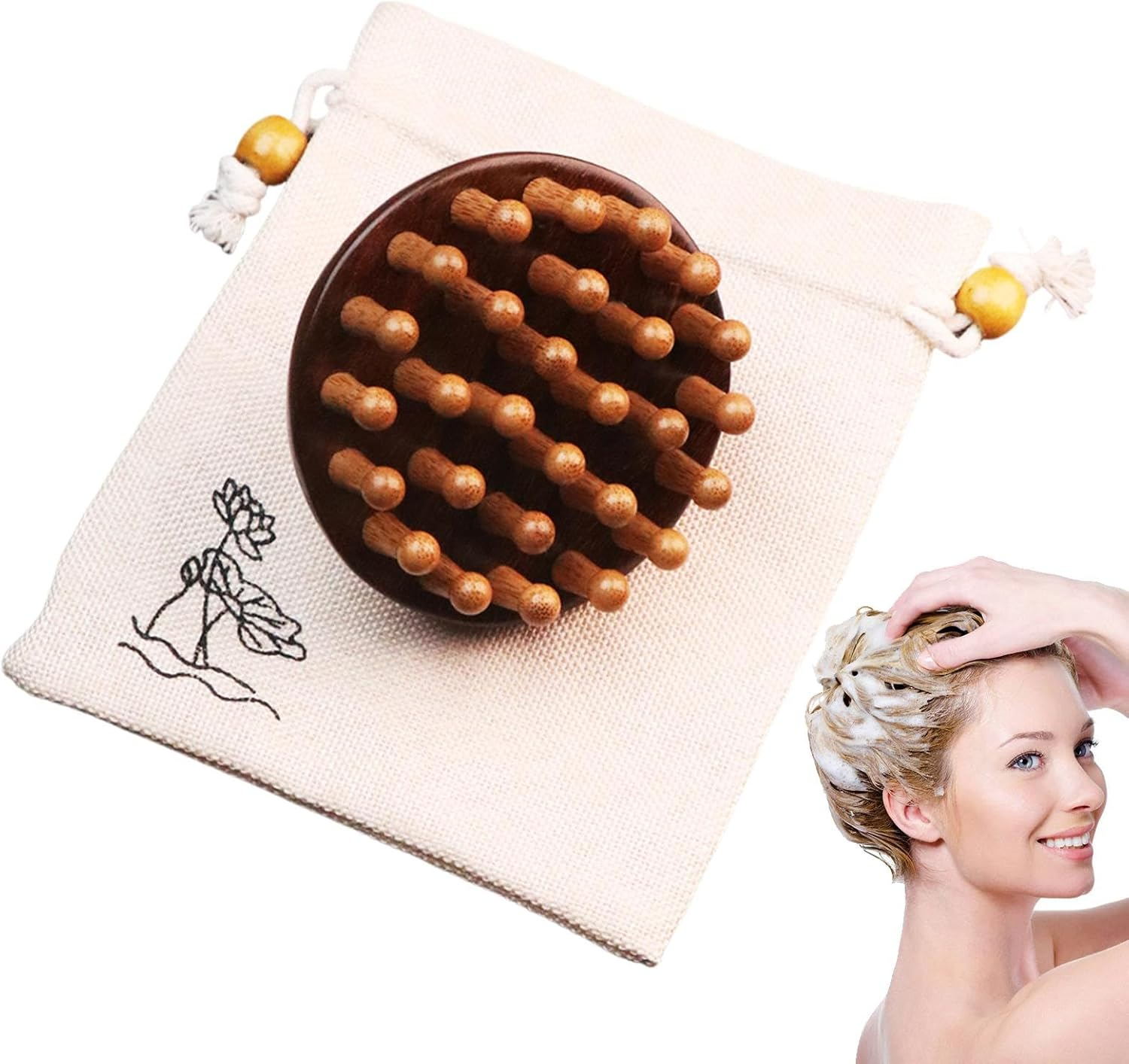 Wooden Scalp Massager, Sandalwood Comb, Head Scalp Comb, Meridian Massage Comb, Portable Scalp Massager, Multifunctional Hair Brush, Scalp Massage Brush, Natural Hair Comb, Wooden Hair Comb