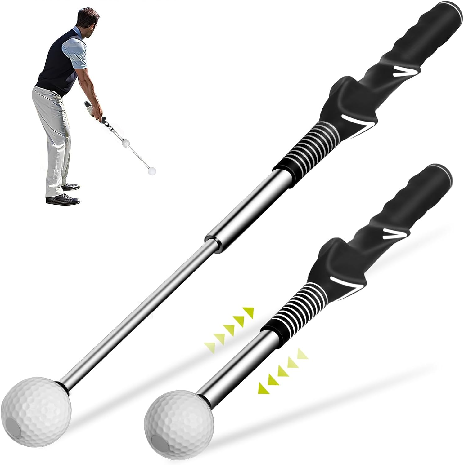 Retractable Golf Swing Aid for Golf Speed Training, Rhythm Click Golf Swing Trainer for Indoor Golf Practice & Outdoor Warm Up, Right-Handed Golf Grip Trainer for Improving Hitting Strength & Tempo image number 5