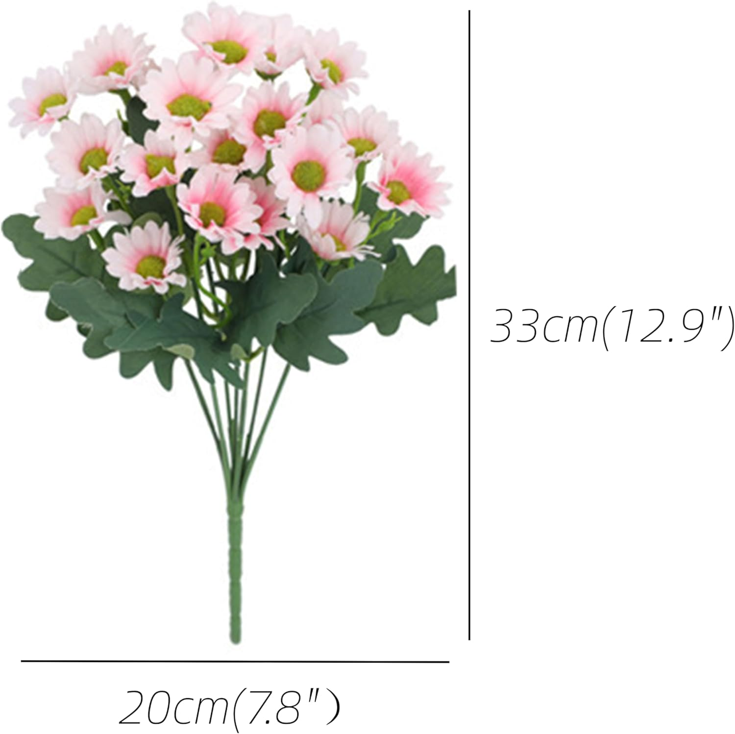 AU020-2 Plastic Material Pink Fake Small Size Chrysanthemums Flower,2 Pcs Faux Floral for Indoor Outdoor Home Kitchen Office Wedding D&eacute;cor,30Cm(11.8") image number 1