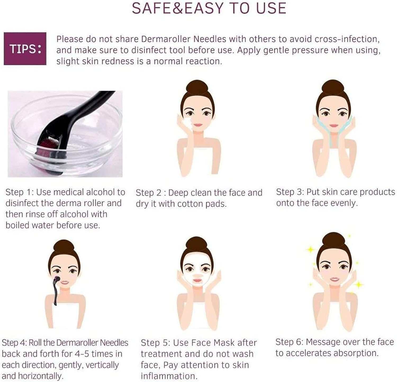 540 Titanium Microneedle Derma Roller Beard Microneedling Roller for Face Facial Wrinkles Hair Loss Stretch Marks Hair Regrowth Micro Needles with Case (2Mm) image number 6