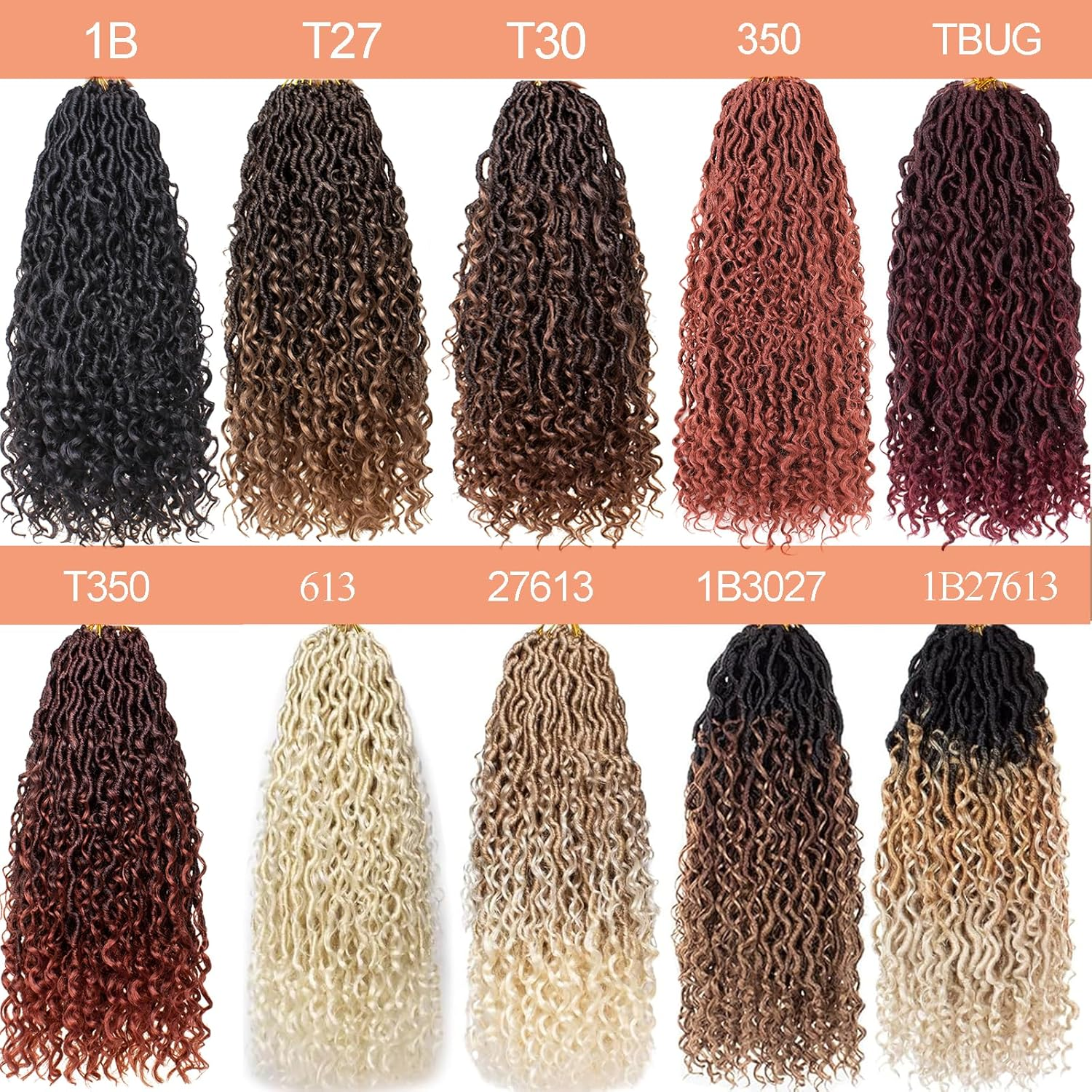 Mscat 14 Inch 8 Packs Ombre River Goddess Faux Locs Crochet Hair Wavy with Curly Ends Pre-Looped River Locs Synthetic Crochet Braiding Bohemian Faux Locs Hair Extensions (14 Strands/Pack T27#) image number 3