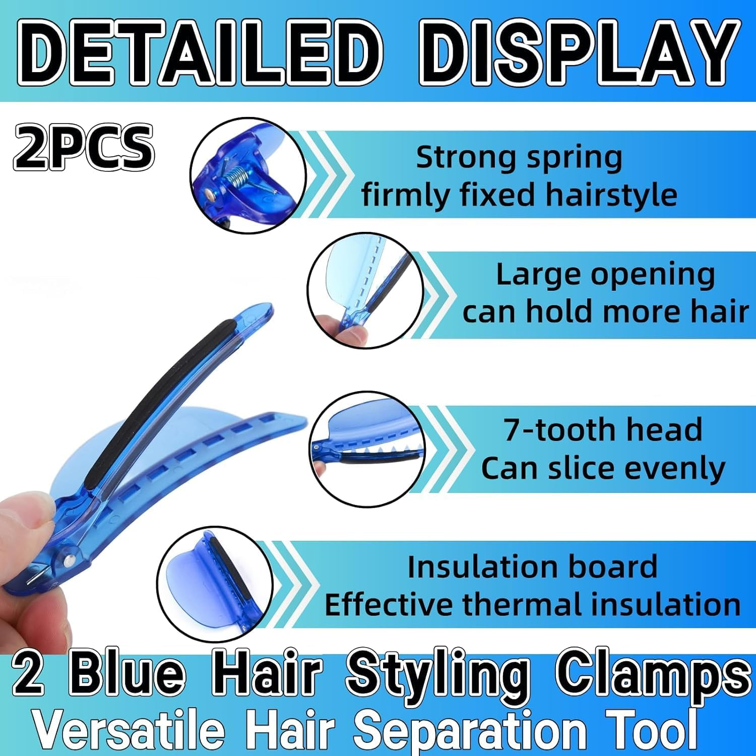 Easy Speed Separator Hair Clip for Hair Extension,2 Pcs Heat Insulation Easy Speed Separator Clip,Hairs Sectioning Clips,Styling Hairs Clips for Wig Extension Hair Highlighting image number 6