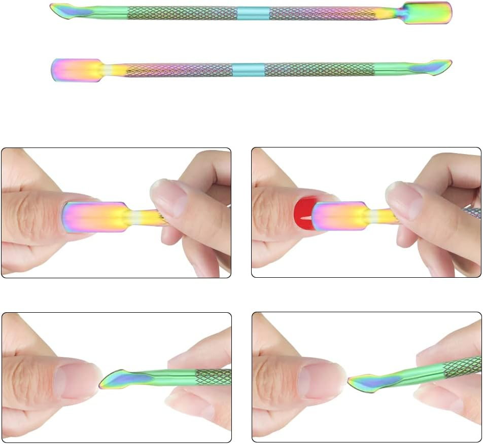 XINMEIWEN 8Pieces Cuticle Trimmer Cuticle Nipper Cuticle Remover Cuticle Cutter with Cuticle Pusher Stainless Steel Cuticle Cutter Clipper Nail Tools for Fingernails and Toenails (Rainbow) - Rainbow image number 2