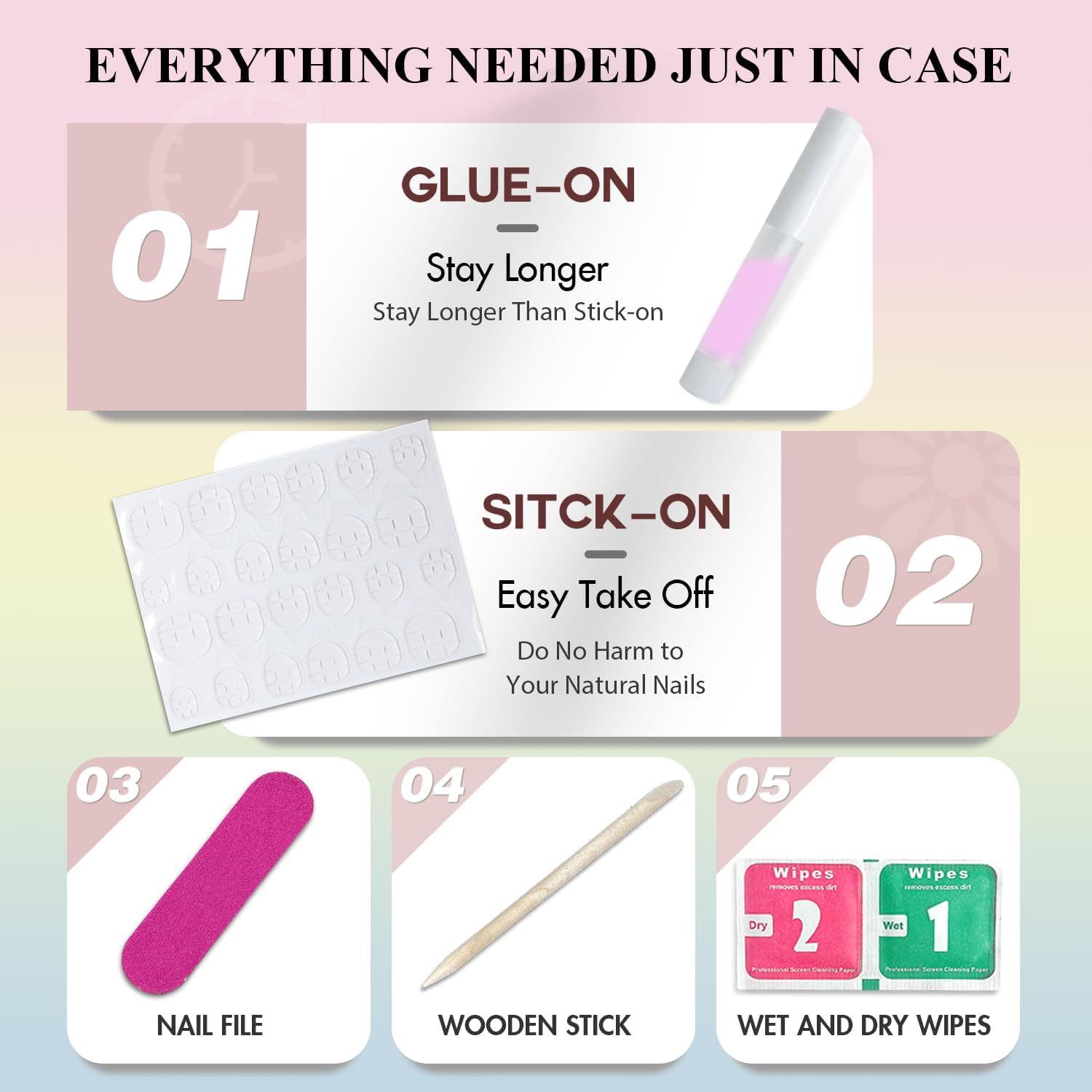 Kqueenest White Press on Nails Short Almond, Short False Nails with Glue, Solid Milky White Fake Nails Press Ons Stiletto, Glossy Opaque, Reusable Soft Gel Stick on Nail for Women, 30 Pcs - Blue image number 4