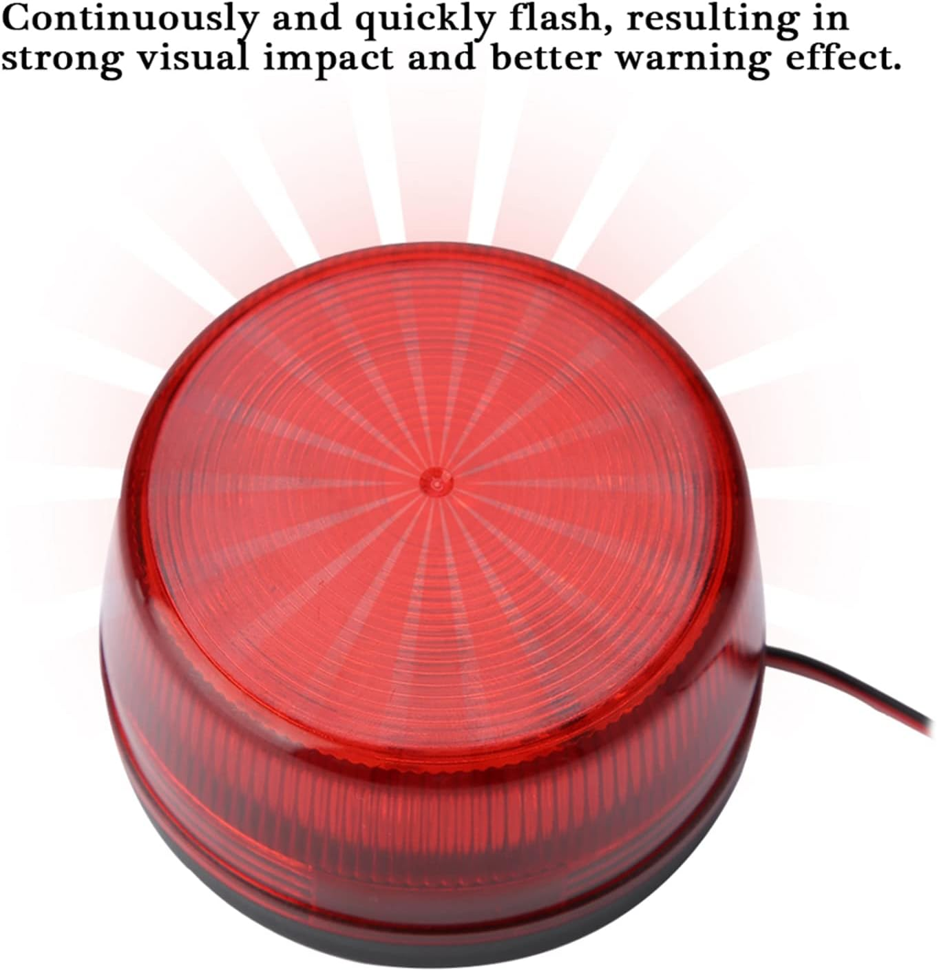 Red LED Flashing Lamp, Security Alarm 12V Strobe Signal Warning Lights Continuously and Flashing Fast. Better Effect for Various Road Cones, Columns image number 3