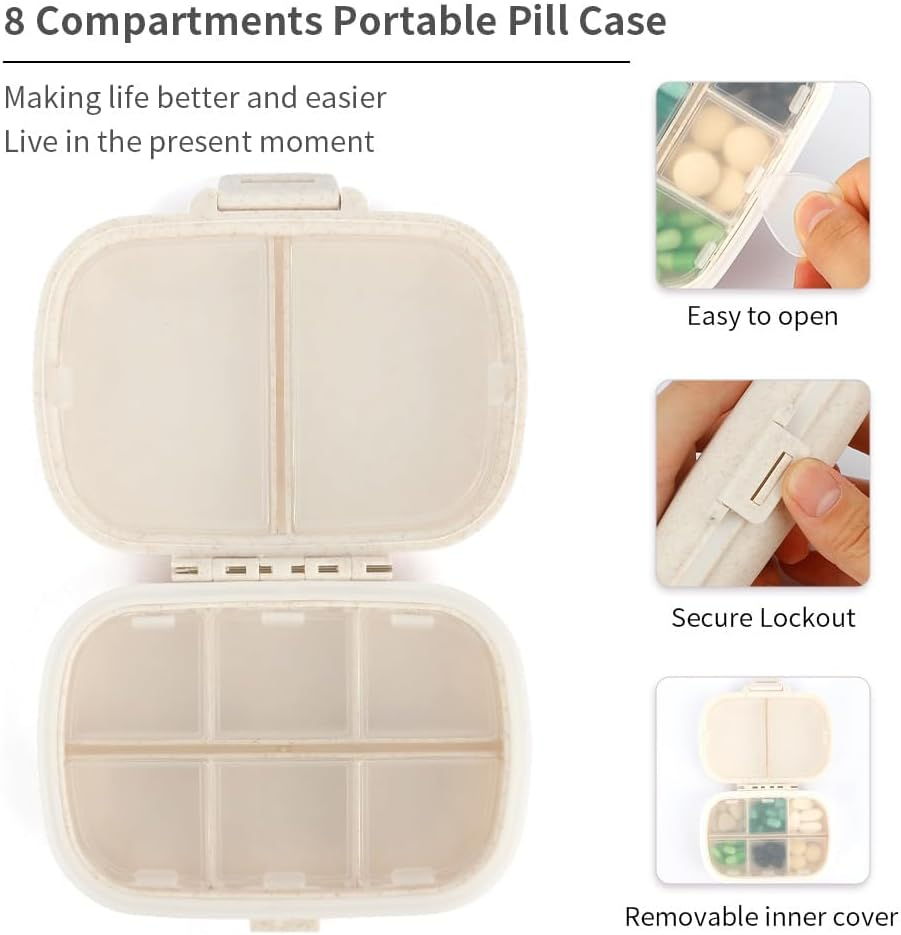 Pill Organizer 8 Compartments Daily Pill Case Small Pill Box for Pocket Purs Travel Medicine Organizer Portable Pill Container Supplement Pill Box Travel Pill Organizer Medicine Vitamin Organizer image number 5