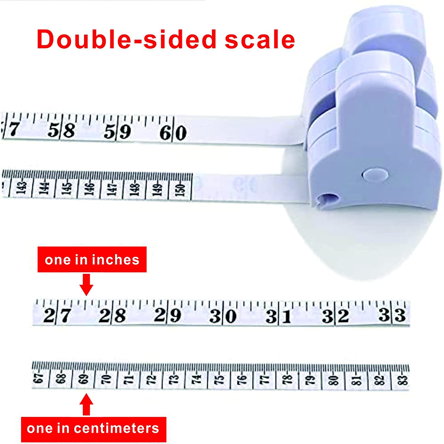 Body Measuring Tape 150Cm, Automatic Snap-In Retraction, Dual-Sided Metric/Imperial Scale, Flexible, Durable ABS Shell for Personal Trainers and Home Fitness image number 6