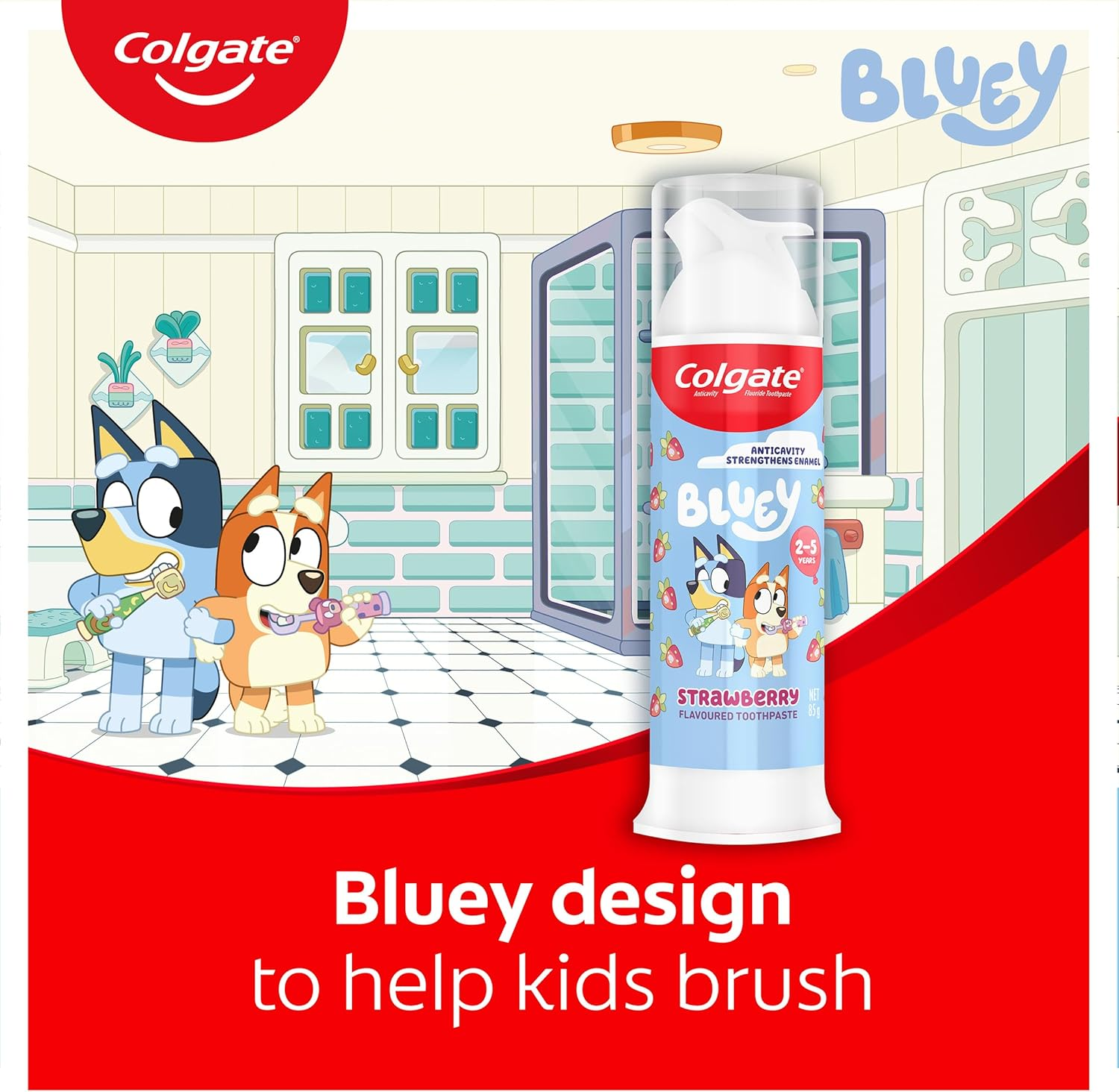 Colgate Kids Bluey Strawberry Pump Toothpaste, 85G image number 6