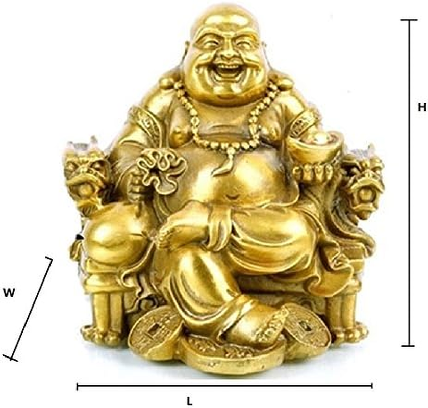 WEALTHCOMING Fengshui Decor Laughing Buddha Statue for Lucky & Happiness, God of Wealth Statue,Brass Buddhist Statues and Sculptures Home Decor Congratulatory Gifts (X-Large) image number 3