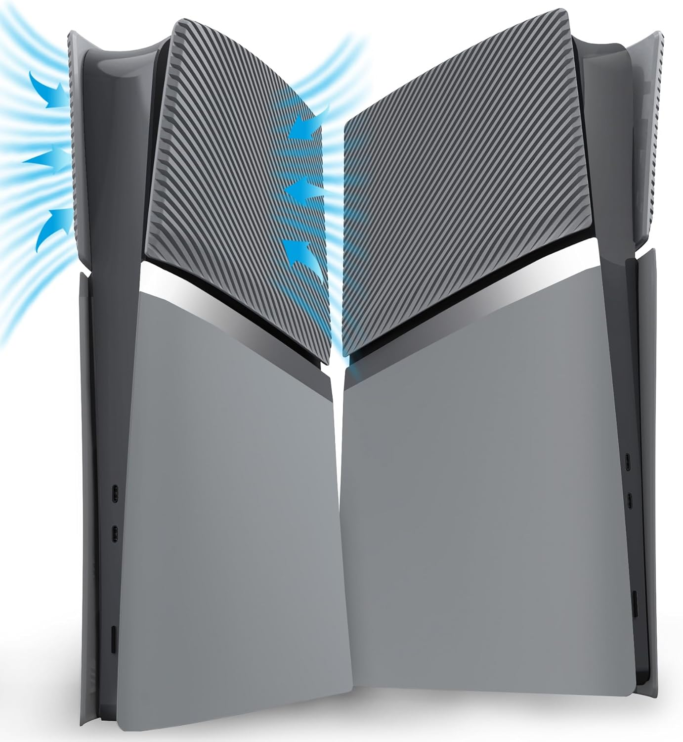 Extremerate Excover Console Replacement Top Bottom Cover Compatible with Ps5 Slim Digital Edition, Side Panel Faceplate Back Plate with Cooling Vent Compatible with Ps5 Slim Digital - New Hope Gray image number 6