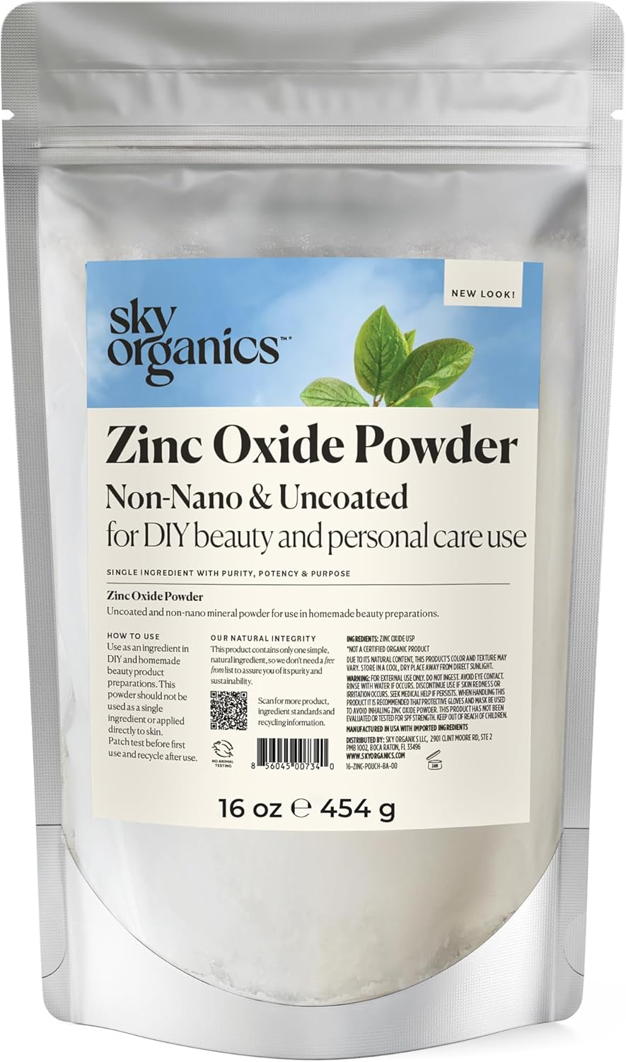 Zinc Oxide Powder by 470Ml- Uncoated & Non-Nano- 100% Pure Cosmetic Grade- for DIY Sunscreen, Lotion, UVA and UVB Protection- Ideal for Nappy Rash Cream image number 4