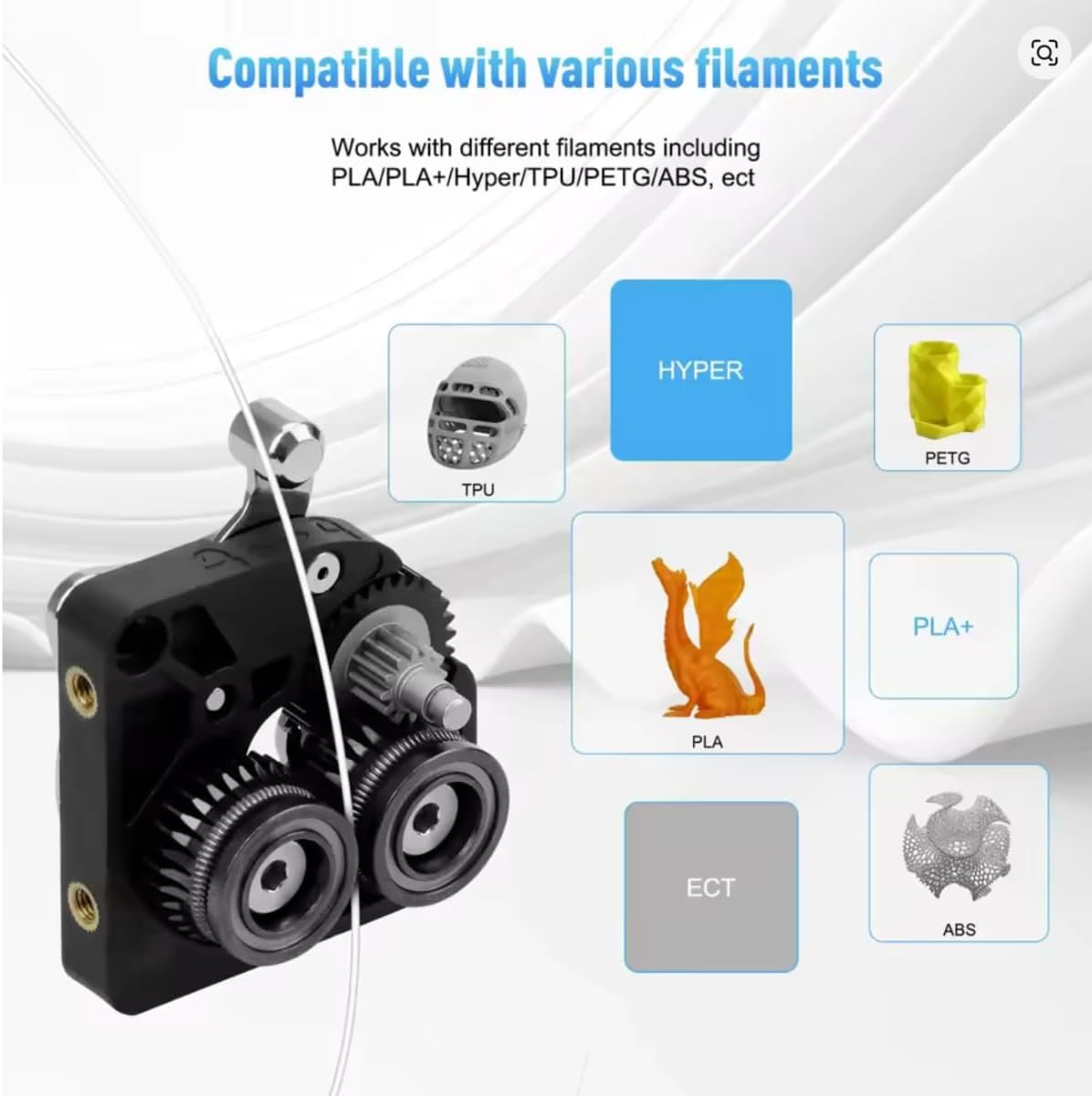 K1C Extruder Gear Kit &ndash; All-Metal DLC Coated Nickel Plated Drive Gears for Creality K1, K1 Max, K1C 3D Printer &ndash; High Hardness, Wear-Resistant, Fix Grinding & Slipping Issues for K1 Series Extruder image number 2